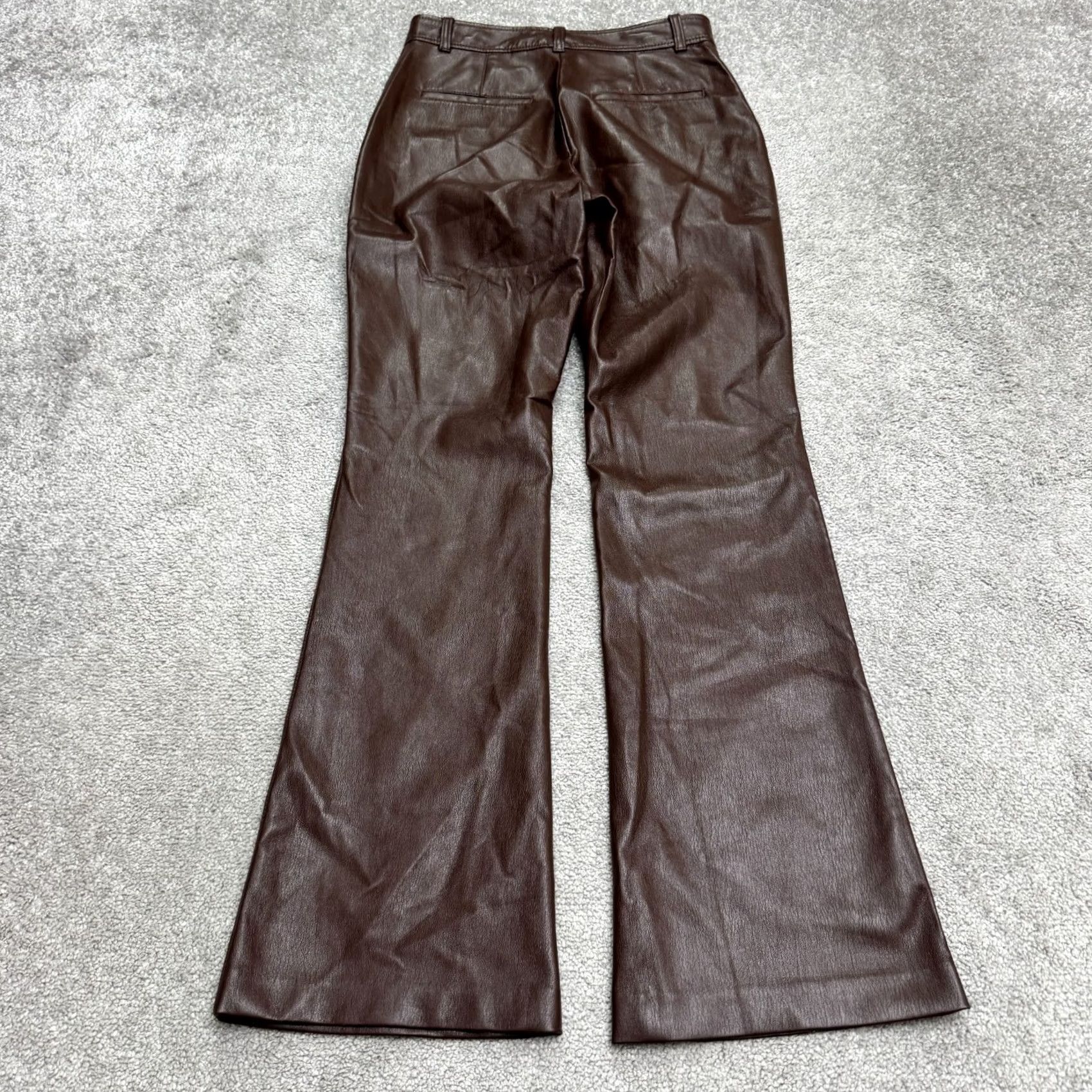 Aritzia Babaton Aritzia Vegan Leather High Rise Flared Pants Brown Trouser 4 Womens Size 27" / US 4 / IT 40 - 2 Thumbnail