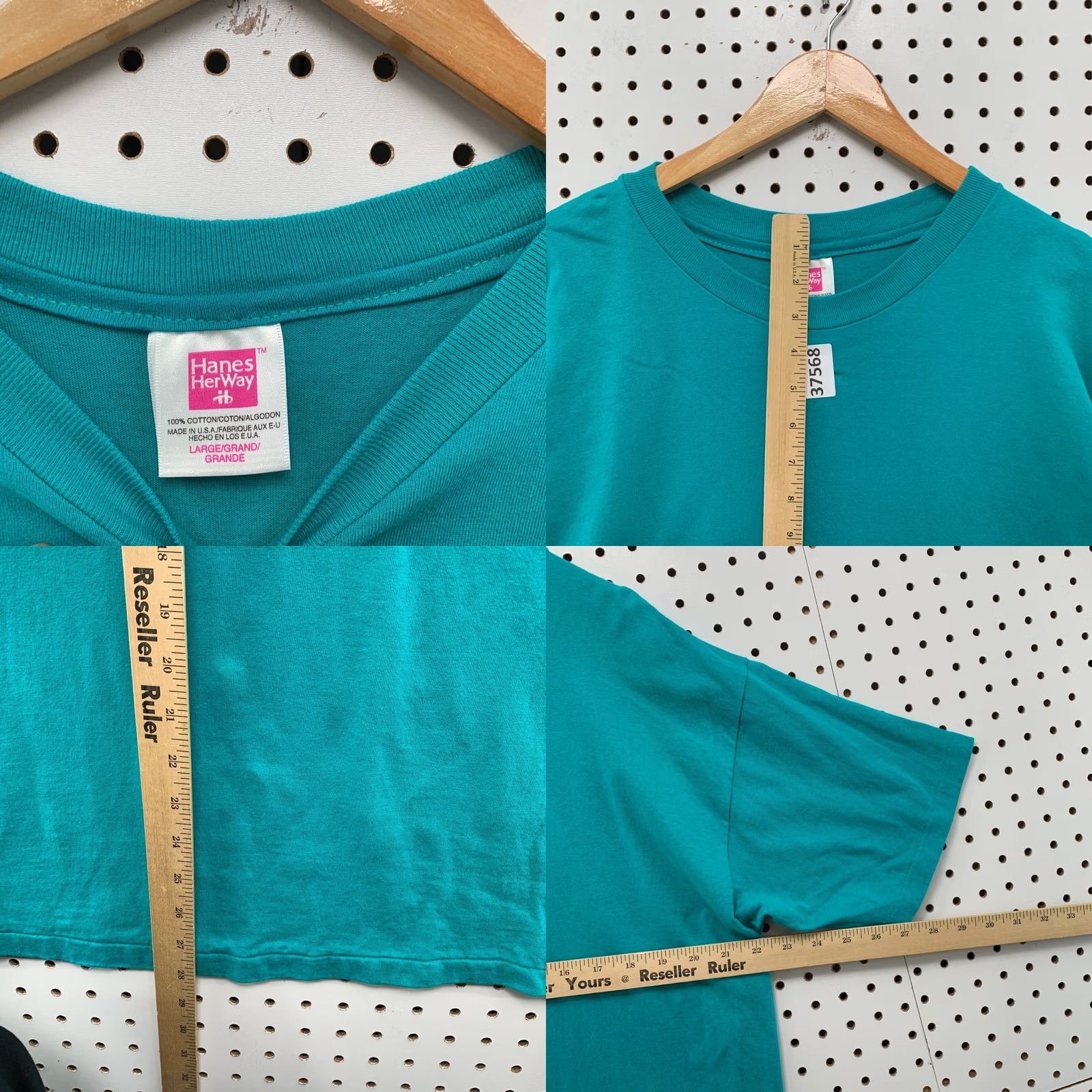 Hanes VINTAGE Hanes Shirt Womens L Green Teal USA Made Crew Neck Short Sleeve Pullover Size L / US 10 / IT 46 - 8 Thumbnail