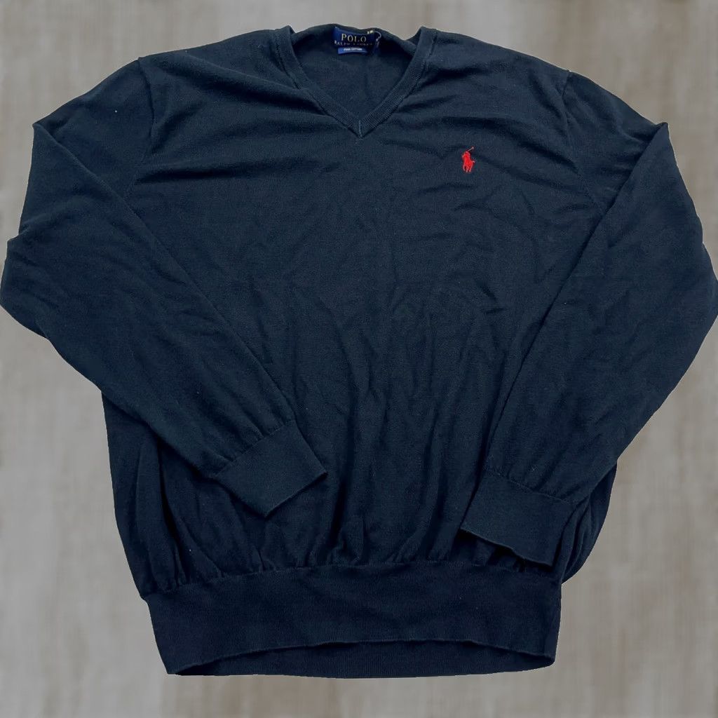 Polo Ralph Lauren Polo Ralph Lauren Sweater Men XL Black Pima Cotton V Neck Soft Golf Thin A3 Size US XL / EU 56 / 4 - 1 Thumbnail
