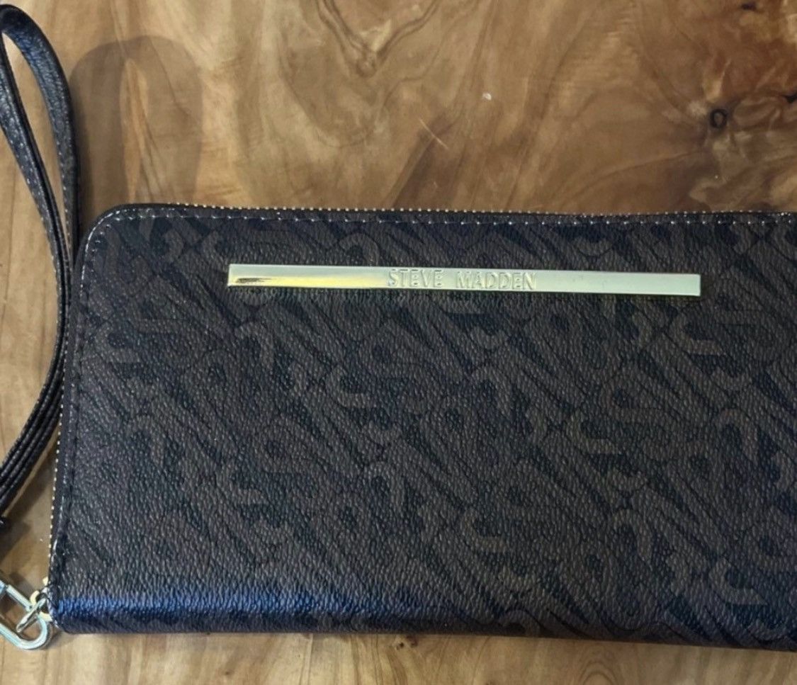 Steve Madden Steve Madden Brown and black leather wrist wallet Size ONE SIZE - 1 Thumbnail