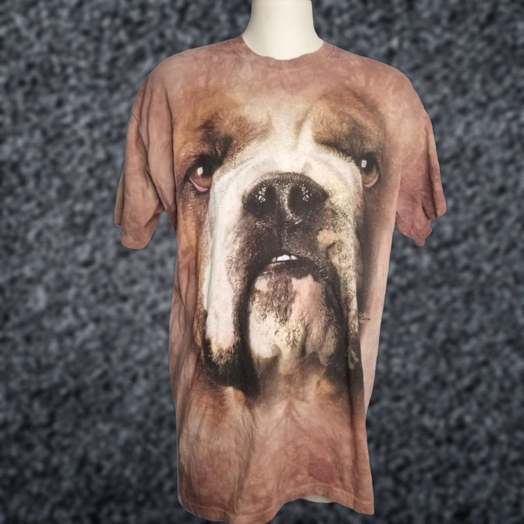 The Mountain VINTAGE The Mountain T Shirt Bulldog Tie Dye Distressed 90s Mens XL Brown Crew Neck Short Sleeve Cotton Graphic Print logo United States Mens XL Size US XL / EU 56 / 4 - 1 Thumbnail