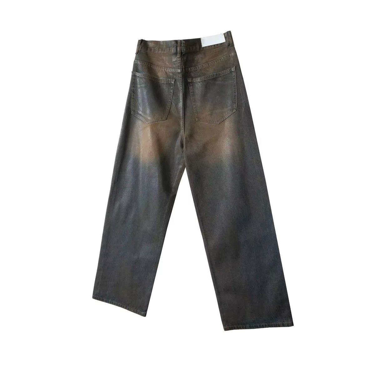 Vintage Oil Wax Distressed Mud Coated Brown Design Jeans Size US 31 - 10 Thumbnail