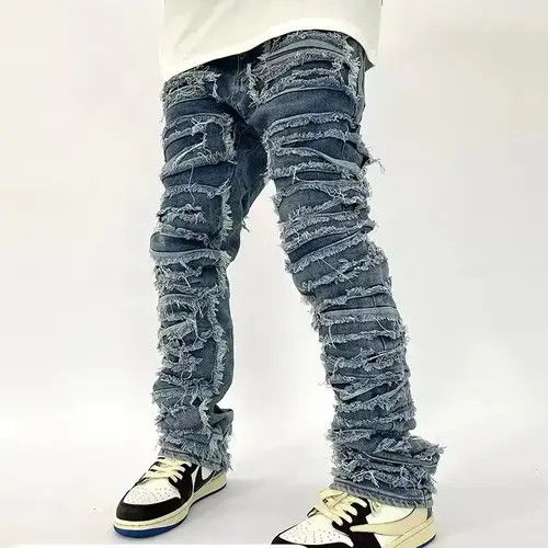 Jean Distressed Blue Denim Jeans Size US 34 / EU 50 - 1 Thumbnail