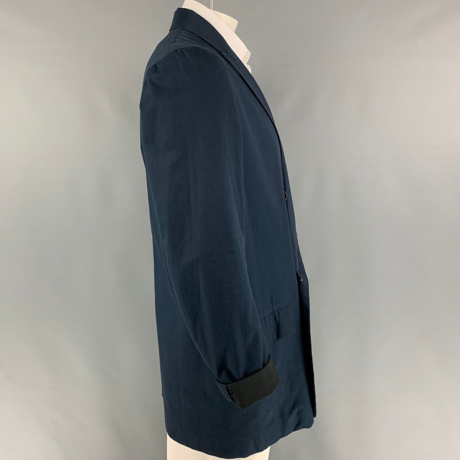 Edwina Horl EDWINA HORL Size L Navy Cotton Double Breasted Sport Coat Size 44R - 2 Thumbnail