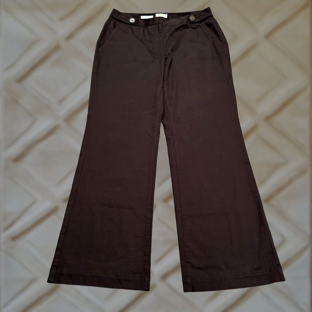 Talbots Talbots Dress Pants Womens 12W Brown Cotton Stretch Flared Leg High Rise Slim Inseam 31 In Size 34" / US 12 / IT 48 - 1 Thumbnail