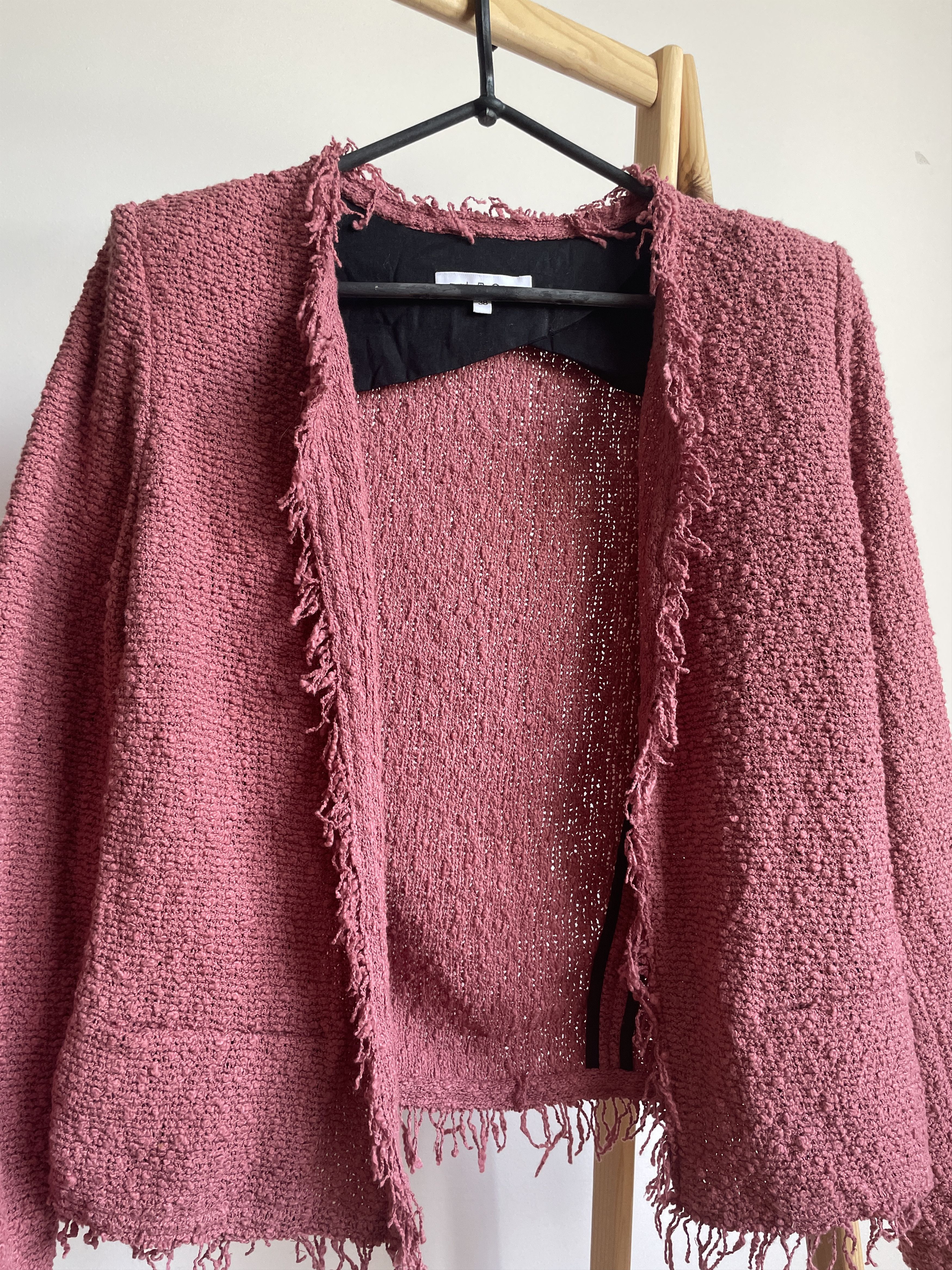 Iro Iro Shavani Open Front Fringe Boucle Tweed Womens Blazer Size S / US 4 / IT 40 - 3 Thumbnail