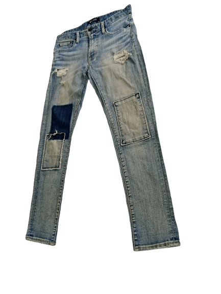 Japanese Brand MILE 6737 Distressed Jeans Patchwork Style For Women Size 29" - 5 Thumbnail