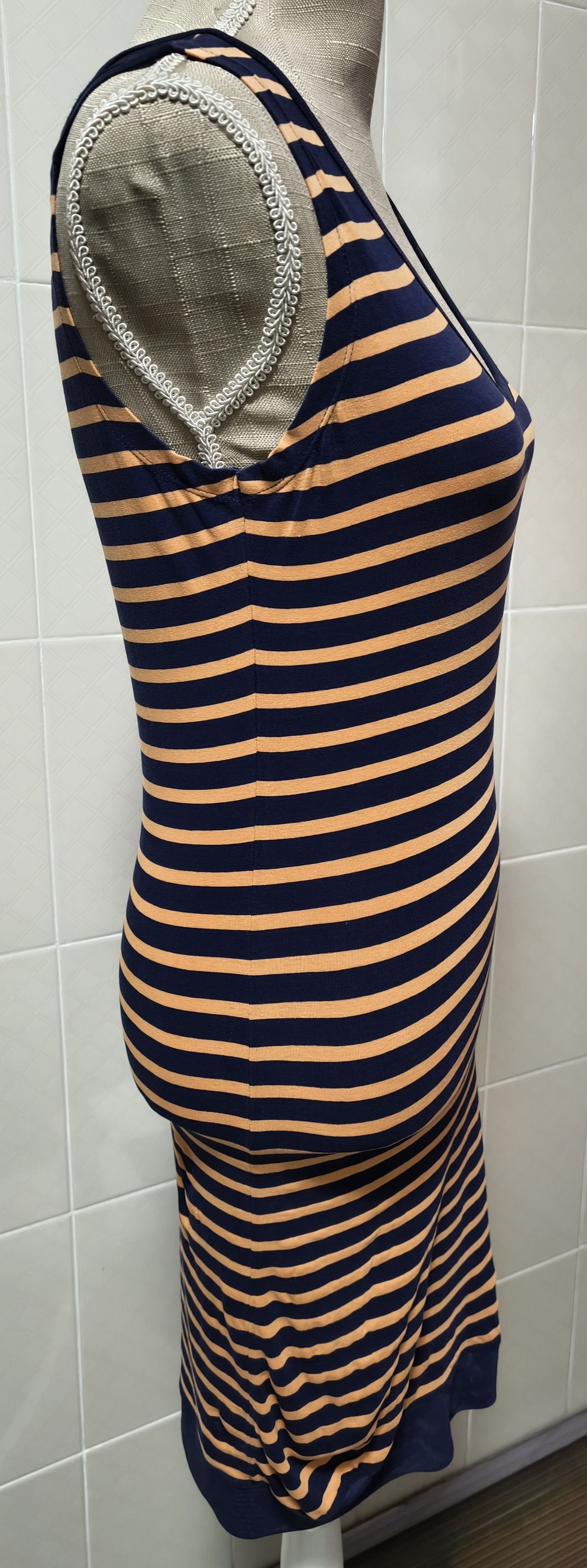 Jean Paul Gaultier 2000's Short dress in navy and orange stripes Size XS / US 0-2 / IT 36-38 - 10 Thumbnail