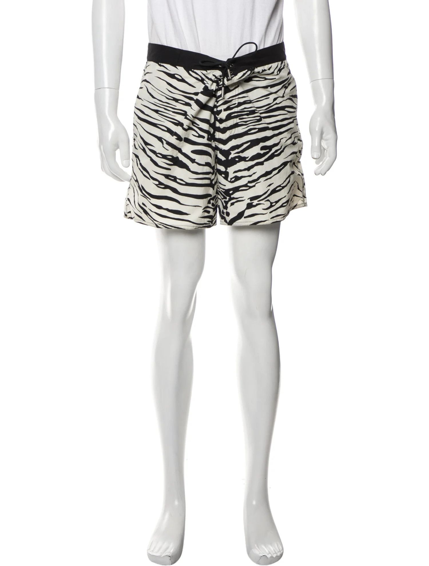 Saint Laurent Paris o1s1wg110824 Zebra Print Swim Shorts in Black/White Size US 34 / EU 50 - 1 Thumbnail