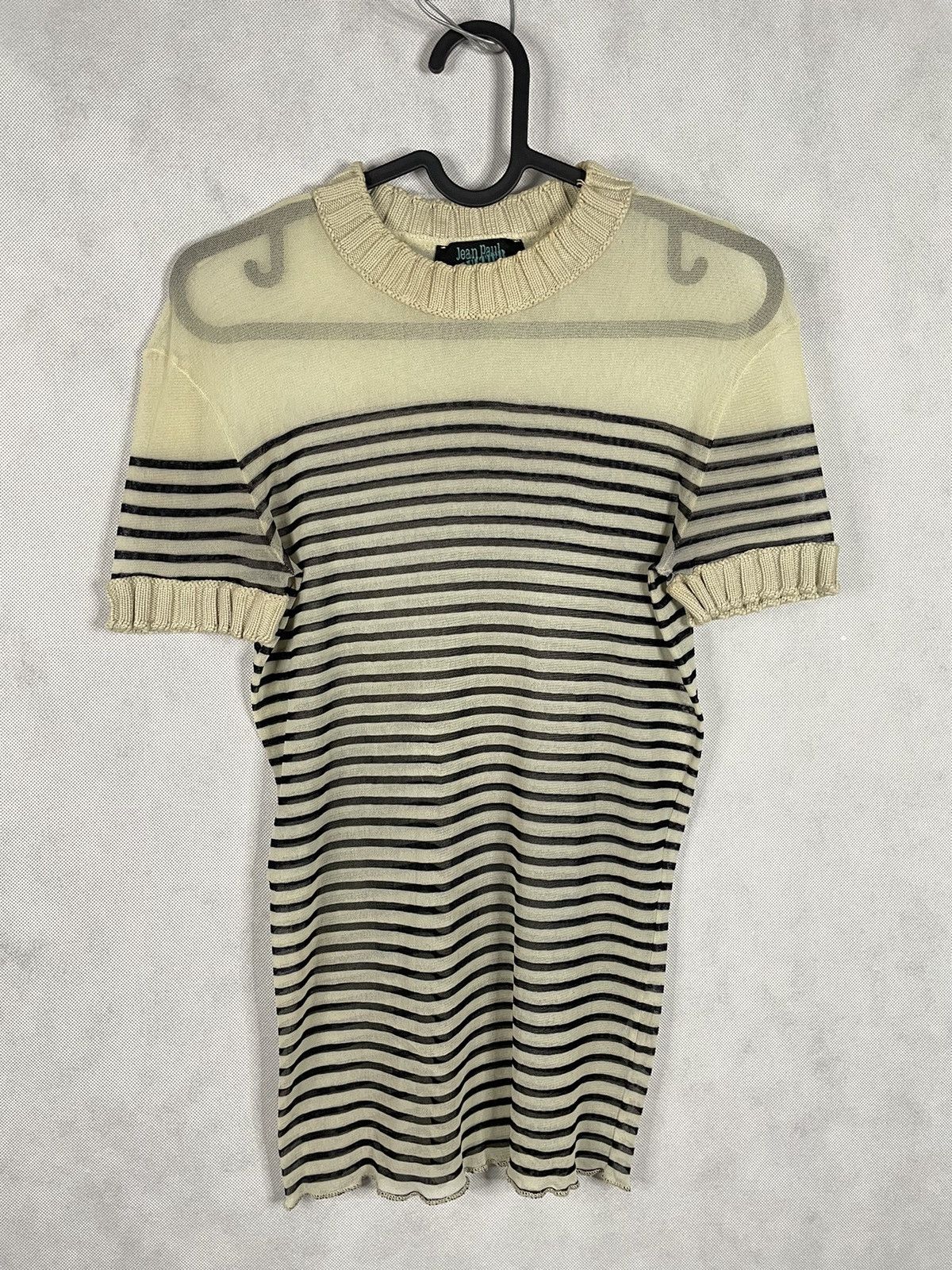 Jean Paul Gaultier × Vintage Jean Paul Gaultier JPG Vintage Striped Mesh Short Sleeve Top Size S / US 4 / IT 40 - 1 Thumbnail