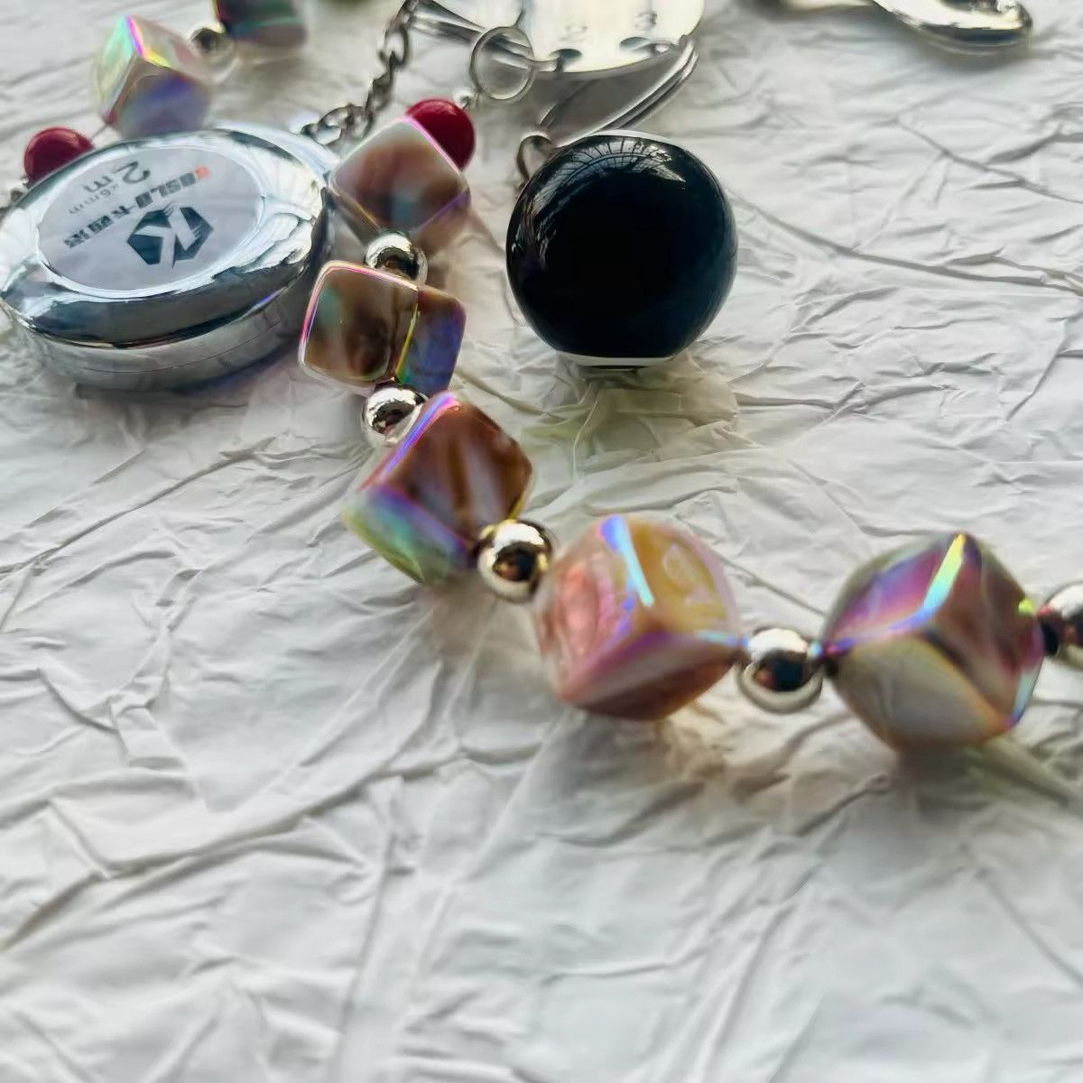 Designer × Vintage Punk Style Jeans Trousers Wide Square Beads Waist Pendant Size ONE SIZE - 4 Thumbnail