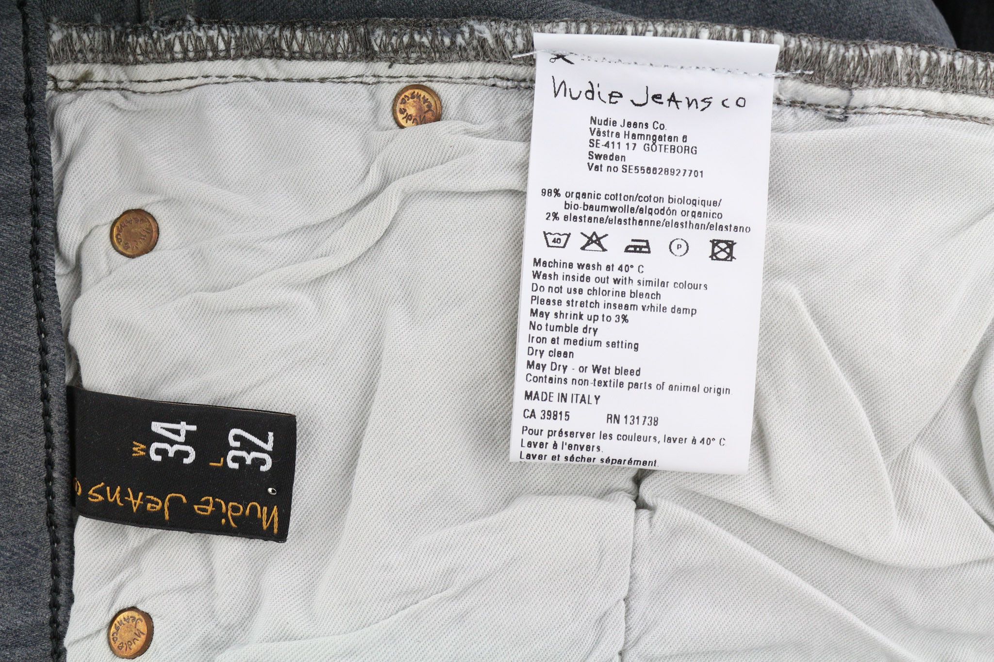 Nudie Jeans TIGHT LONG JOHN W34/L32 Organic Charcoal Slim 82693 Size US 34 / EU 50 - 10 Thumbnail