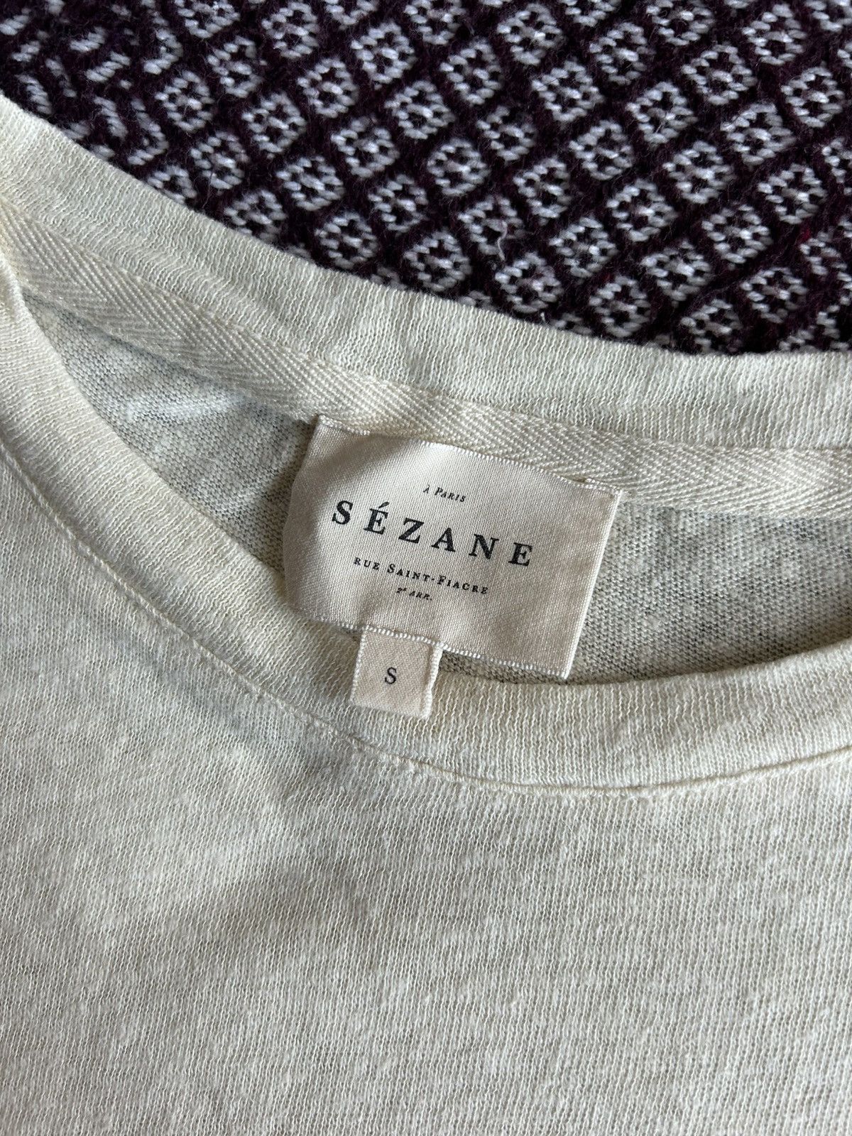 Sezane Sézane Women Linen T-shirt Solid Style Basic Size Small Size S / US 4 / IT 40 - 3 Thumbnail