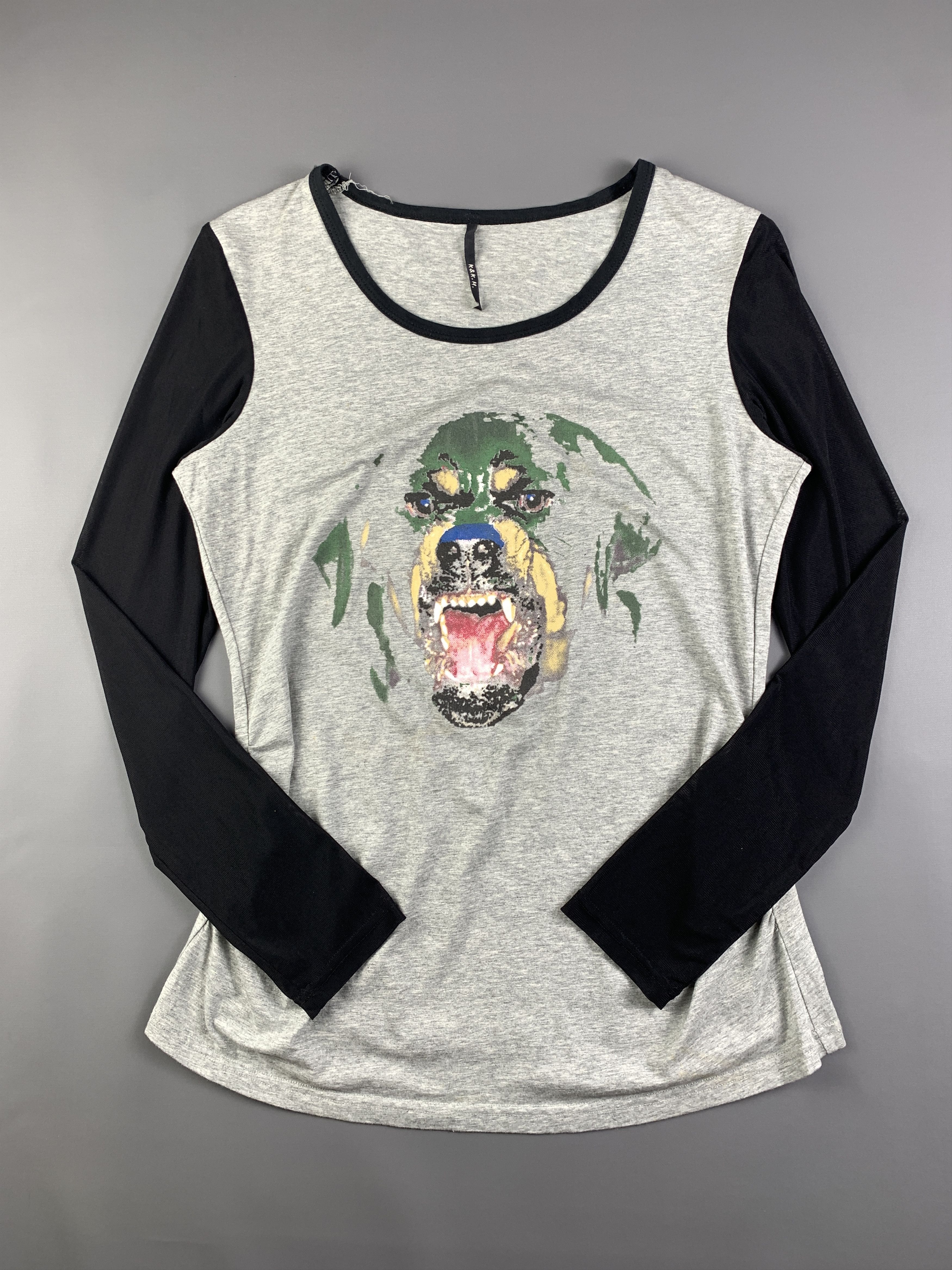 Japanese Brand Rottweiler Art Fitted Longsleeve Top (M) Size M / US 6-8 / IT 42-44 - 1 Thumbnail