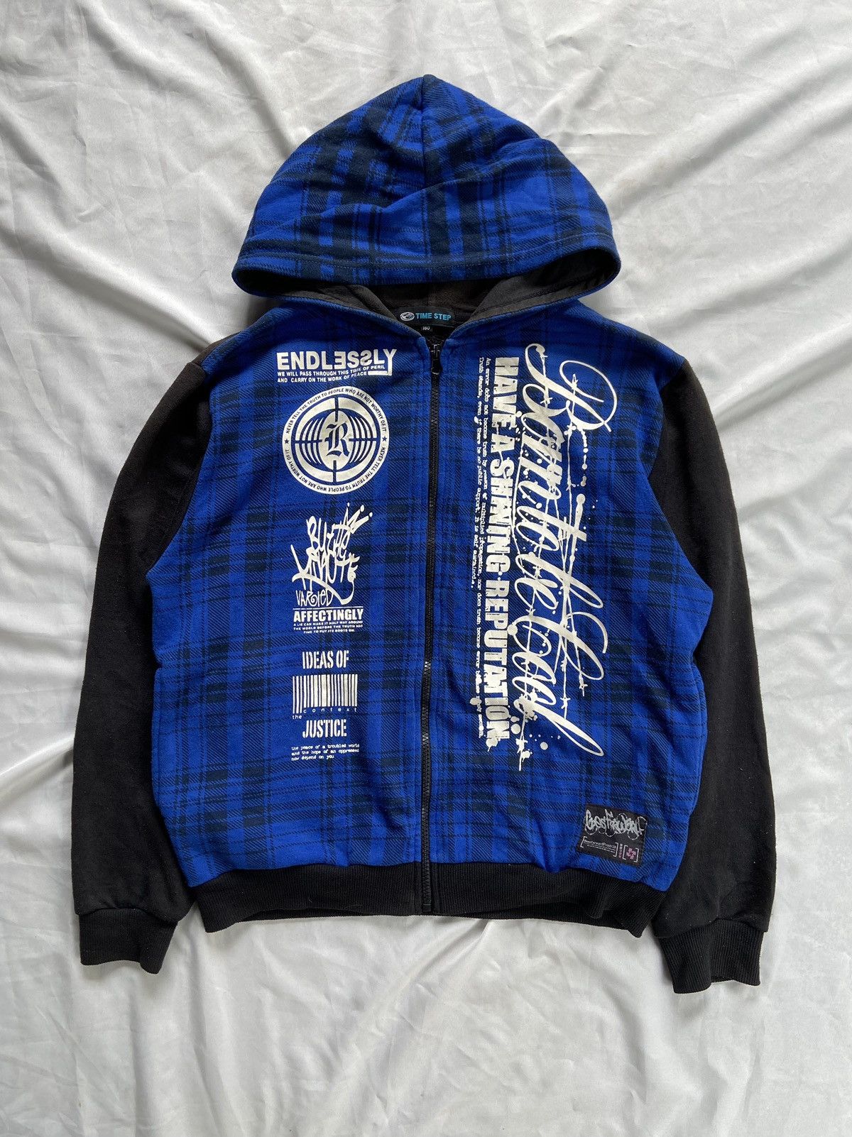 image of Hysteric Glamour x If Six Was Nine Have A Shining Reputation Time Step Zip Hoodie in Black/Blue (Si