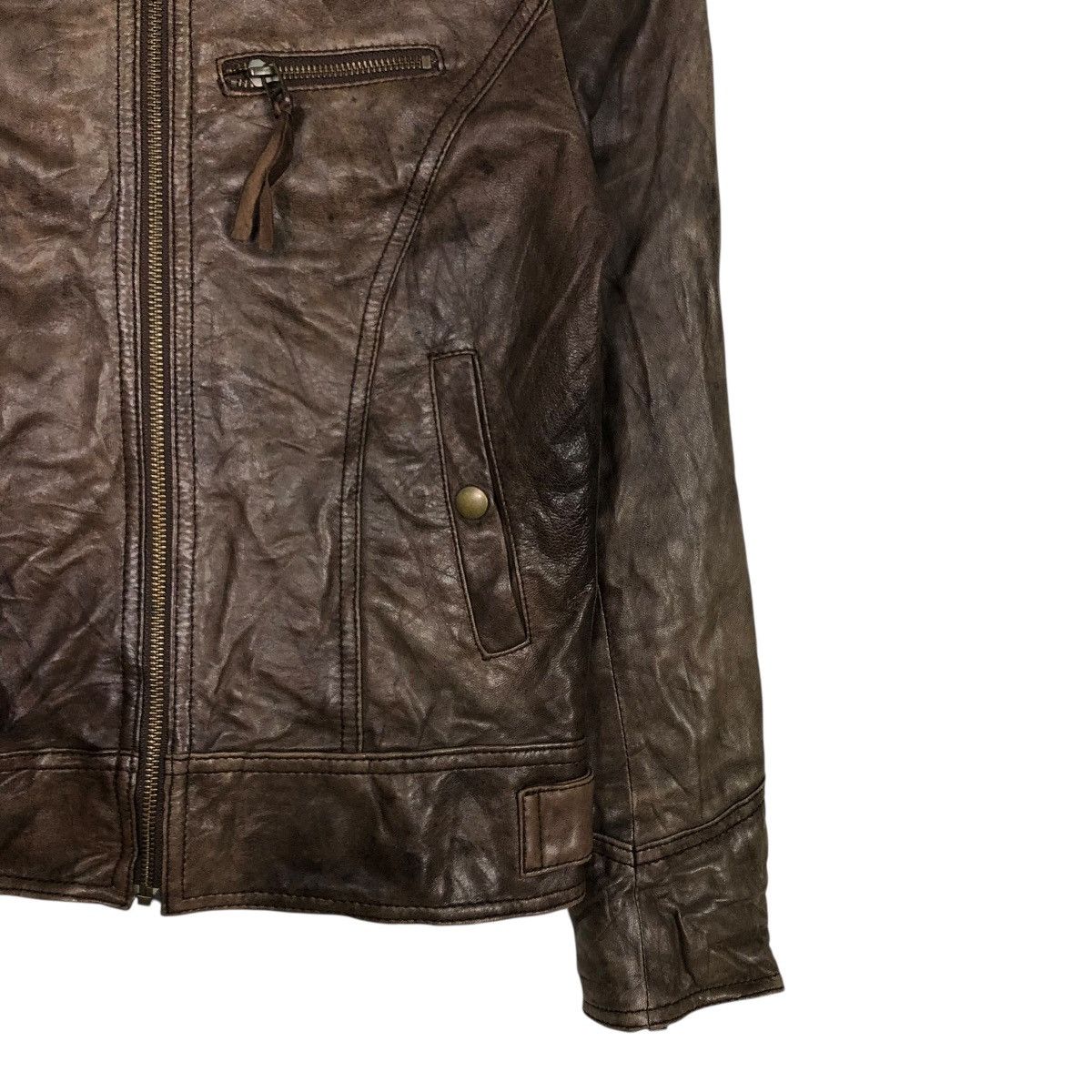 Japanese Brand 🔥CROPPED BIKER LEATHER JACKET BACK NUMBER ISSEY MIYAKE Size US M / EU 48-50 / 2 - 7 Thumbnail