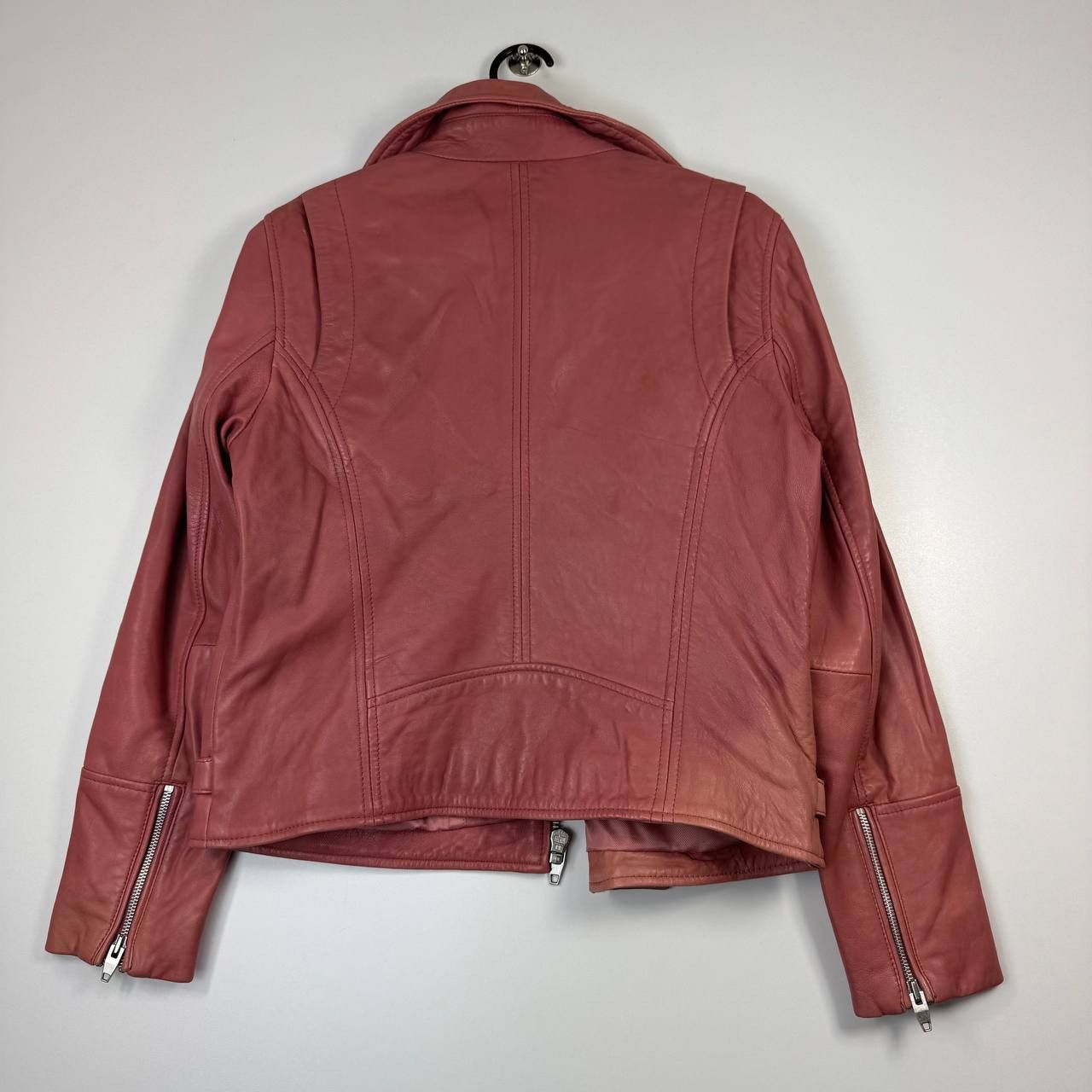 Mango Mango Genuine Leather Biker Jacket Pink Zip Womens Size L Size L / US 10 / IT 46 - 9 Thumbnail