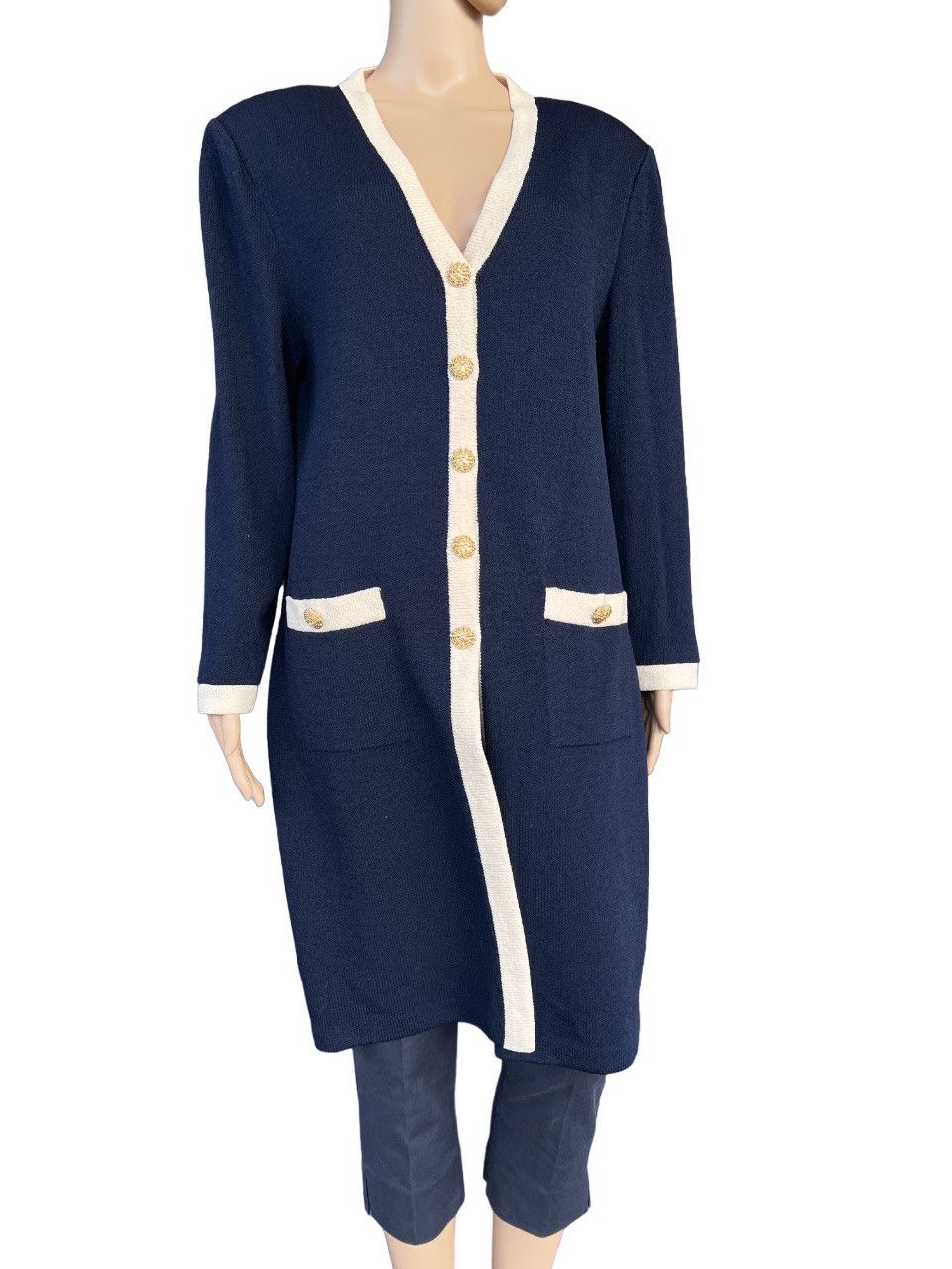 image of St John Couture St. John Cardigan in Blue, Women's (Size XL)