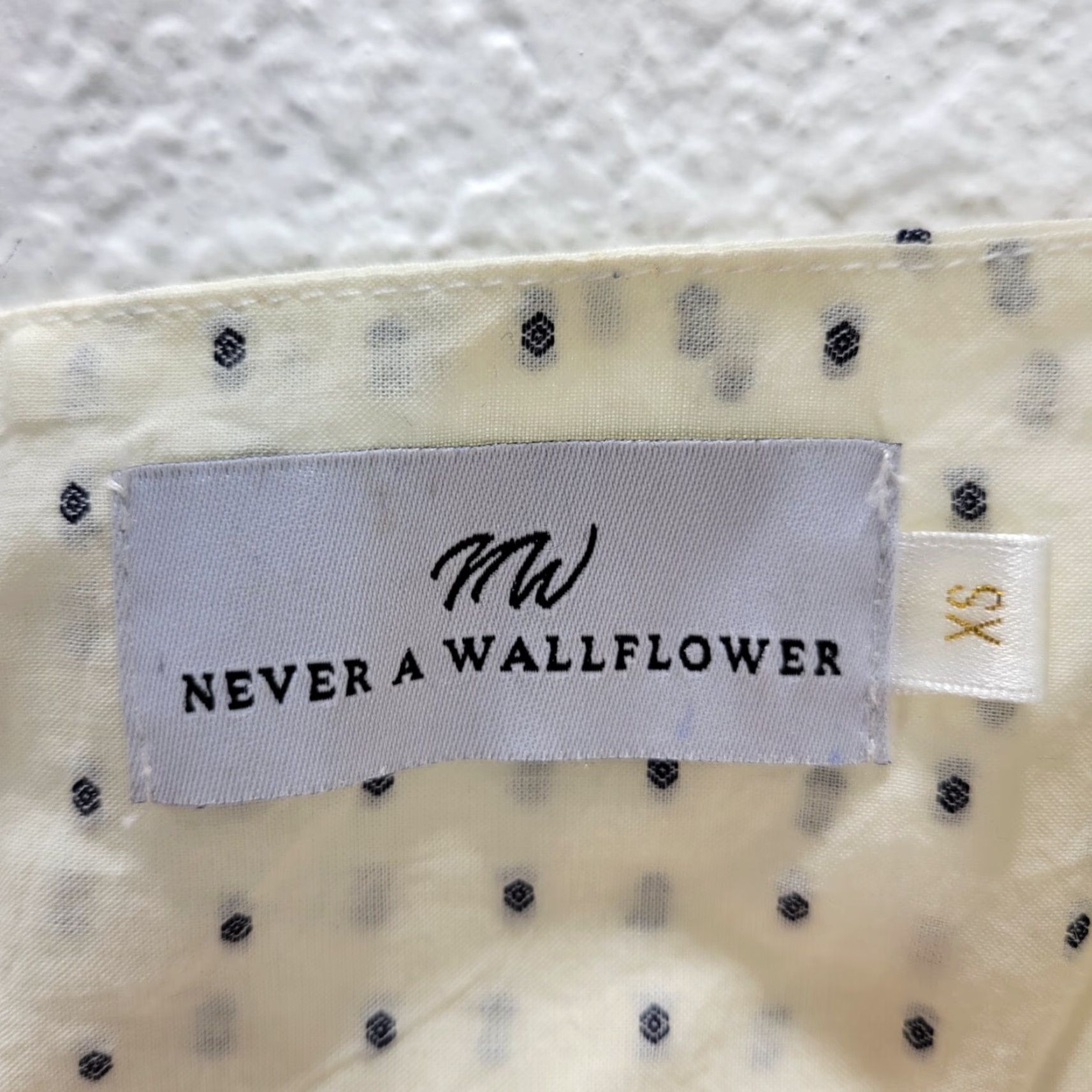 Vintage Never A Wallflower Womens Blouse 3/4 Puff Sleeve Polka Dot Top XS Ivory Cotton Zip Back Size XS / US 0-2 / IT 36-38 - 5 Thumbnail