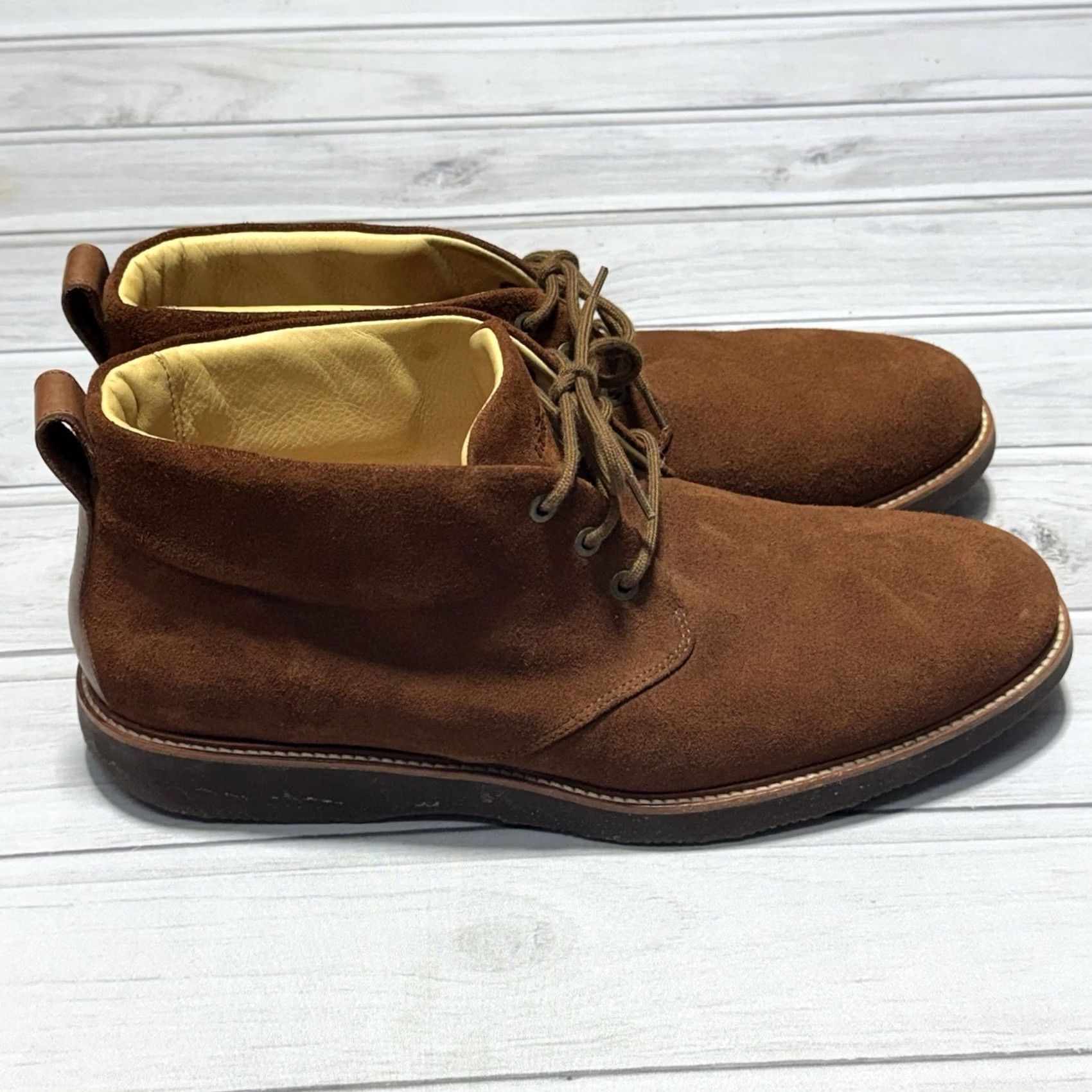Vibram Samuel Hubbard Chukka Boots Mens 13 Brown Suede Leather Lined Vibram Soles Shoes M Boot Size US 13 / EU 46 - 2 Thumbnail