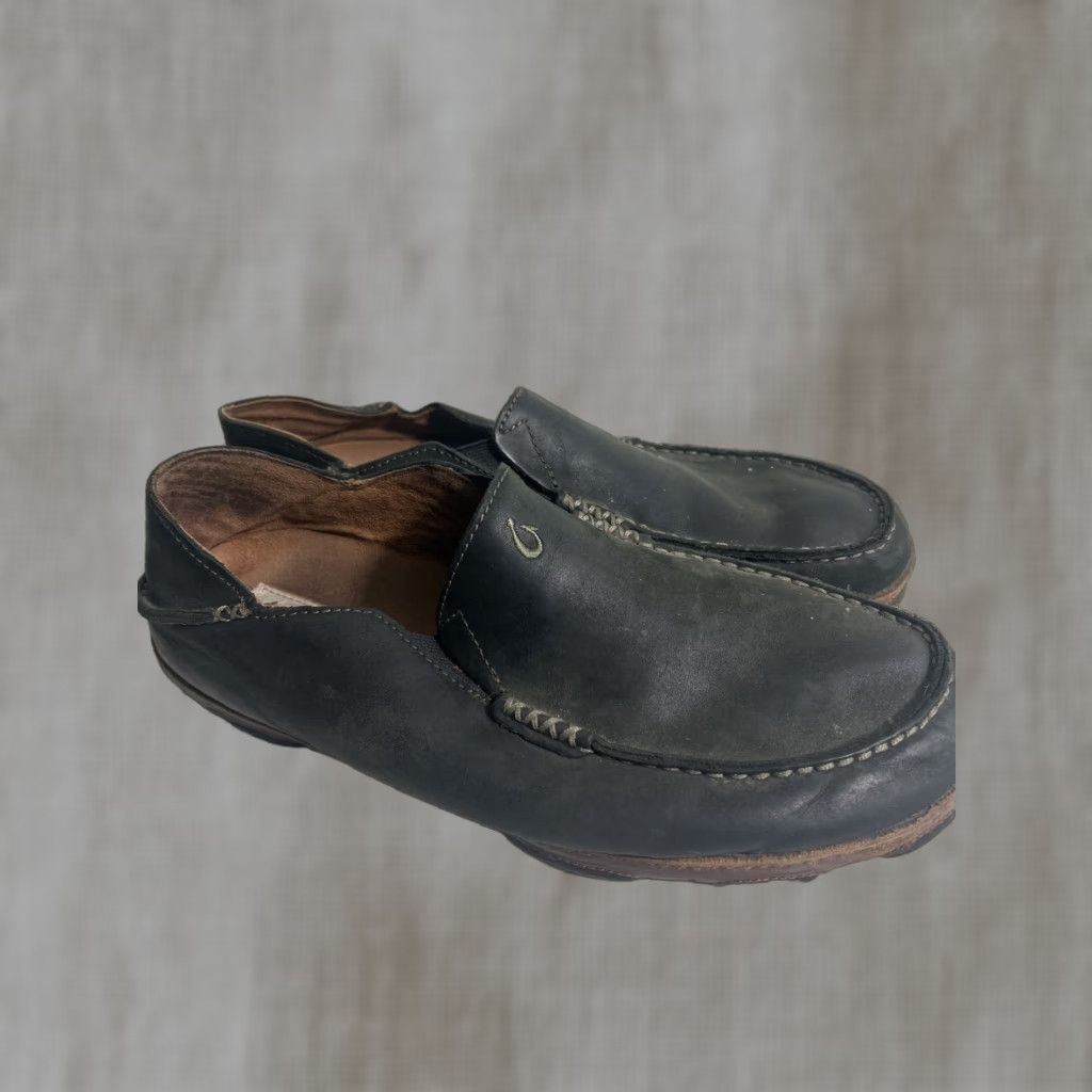 Olukai Mens OluKai Moloa Leather Black US 11 Slip-On Casual Comfort Leather Shoes 10128-4033 Mens Size US 11 / EU 44 - 1 Thumbnail