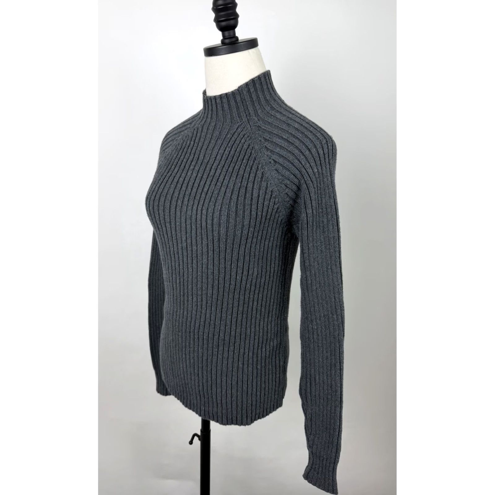 Vintage VINTAGE St. John's Bay Sweater Shirt Womens S Raglan Mock Neck Charcoal Gray Cotton Pullover 80s 90s Grunge Retro Womens Size S / US 4 / IT 40 - 5 Thumbnail