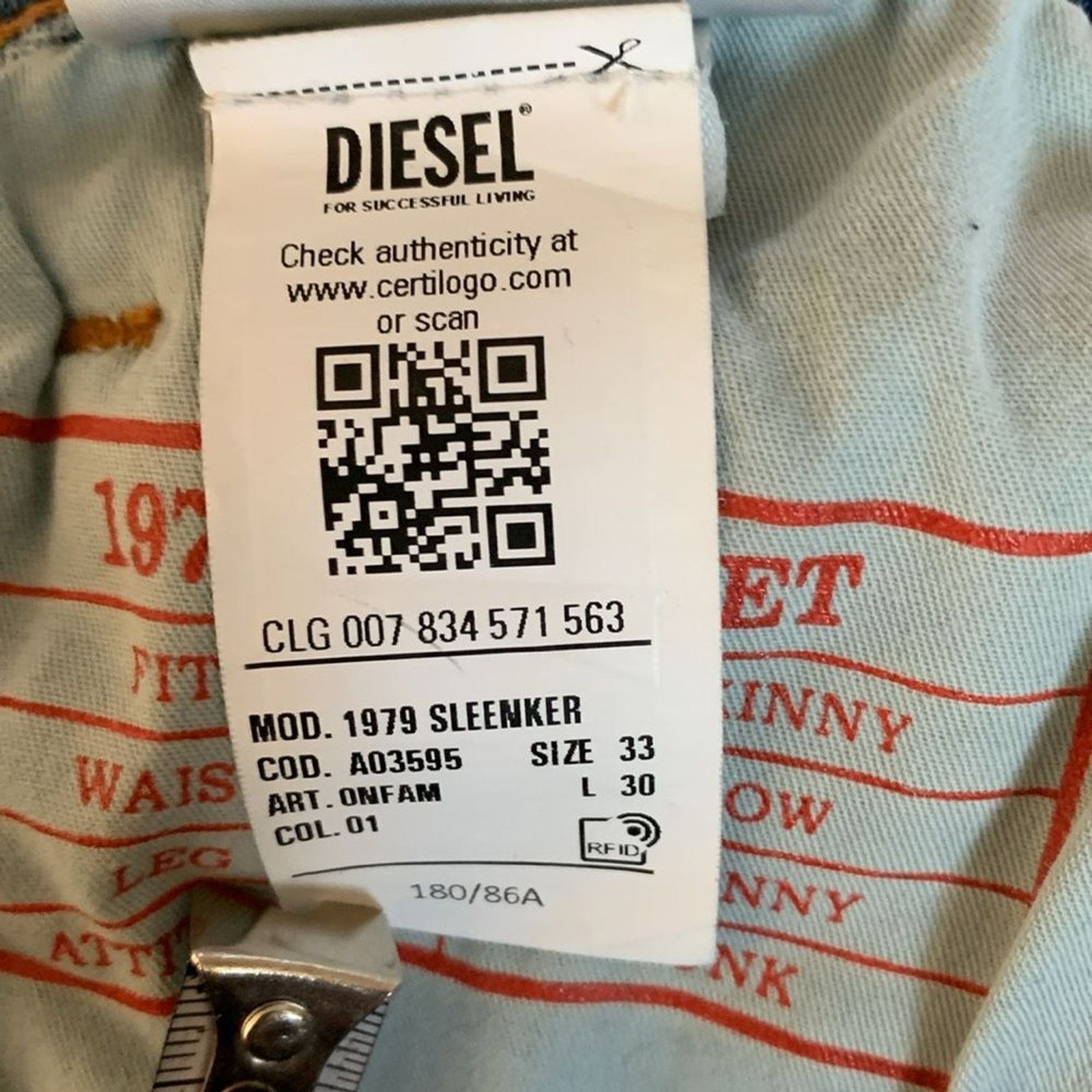 Diesel Diesel 1979 Sleenker Skinny Jeans Y2K Men's Low Rise Blue Size US 33 - 12 Thumbnail