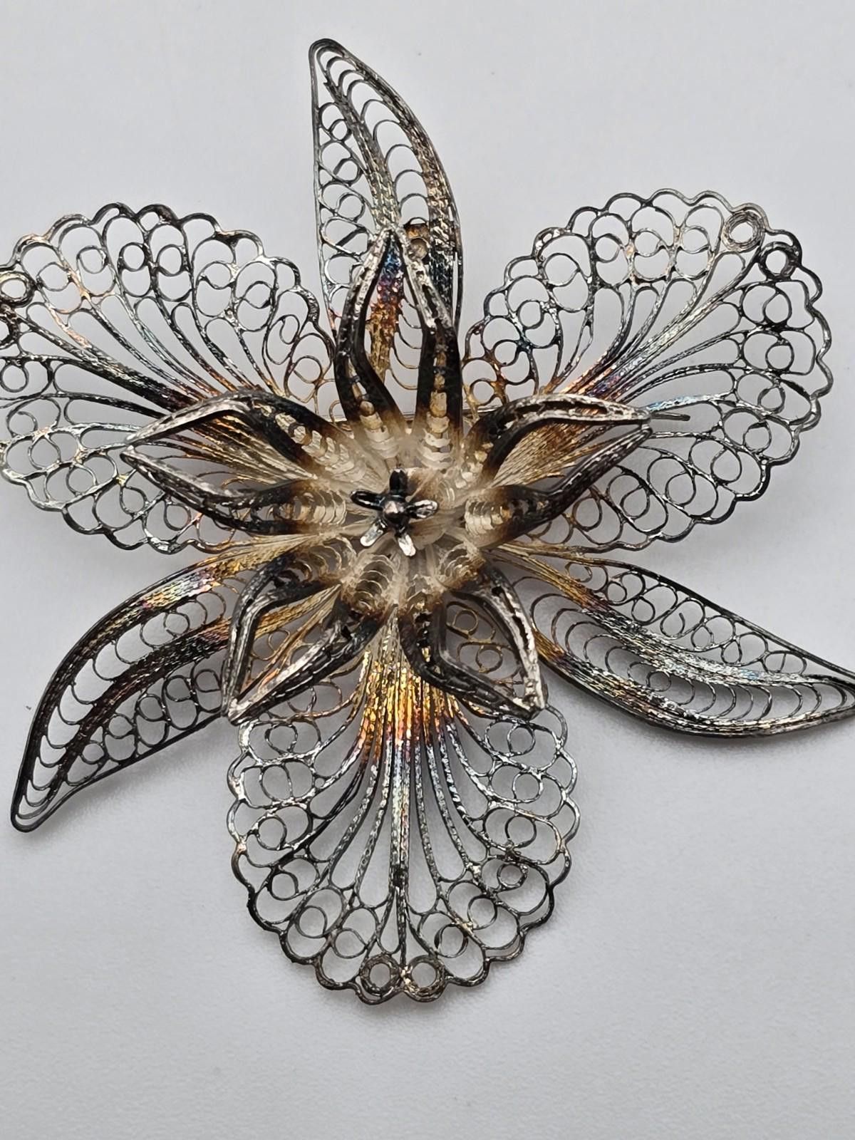 Other Lot of 3 Vintage Silver Filigree Brooches Size ONE SIZE - 6 Thumbnail