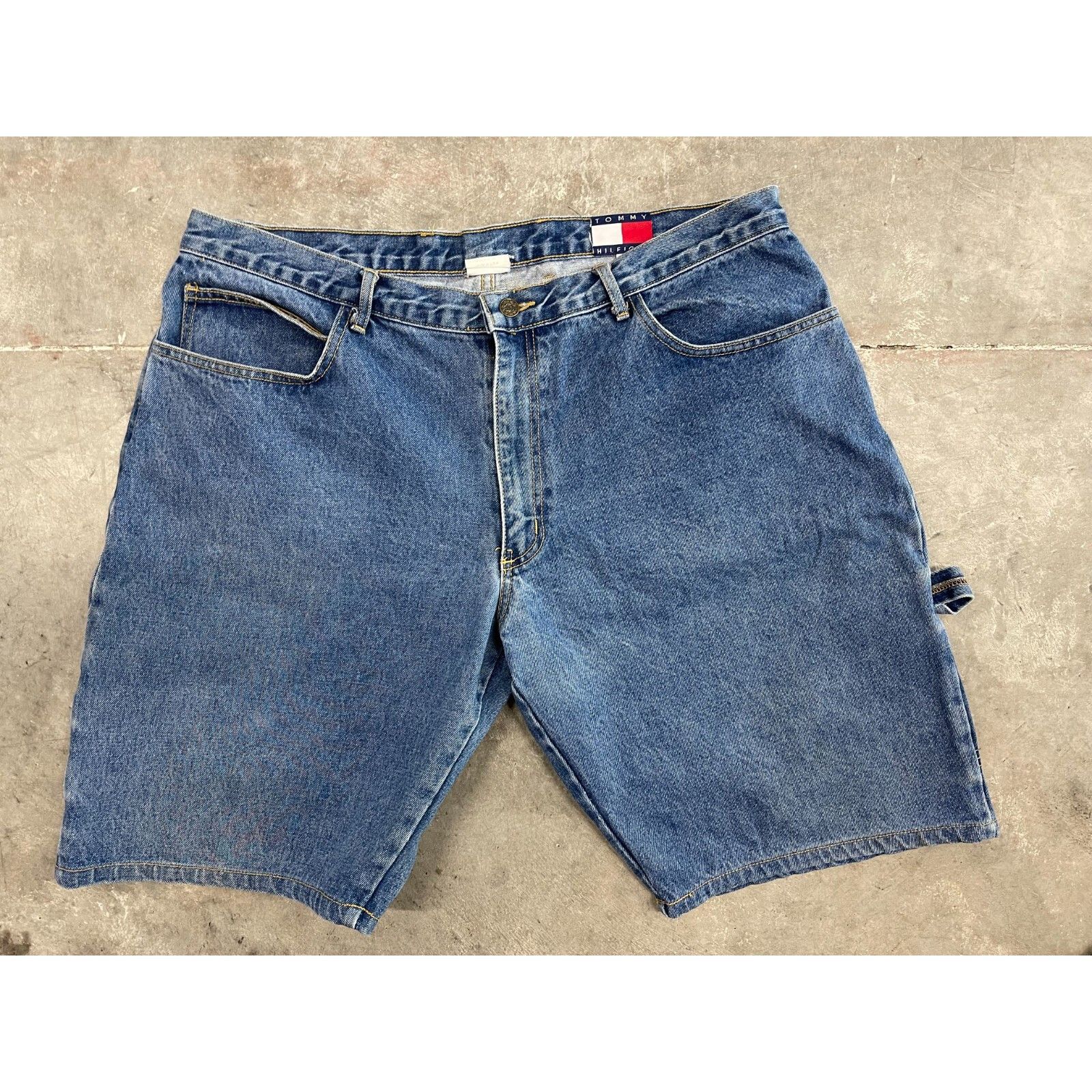 Tommy Hilfiger VTG 90S Y2K TOMMY HILGER JEANS CARPENTER BLUE DENIM SHORTS S Size US XXS / EU 40 - 4 Thumbnail