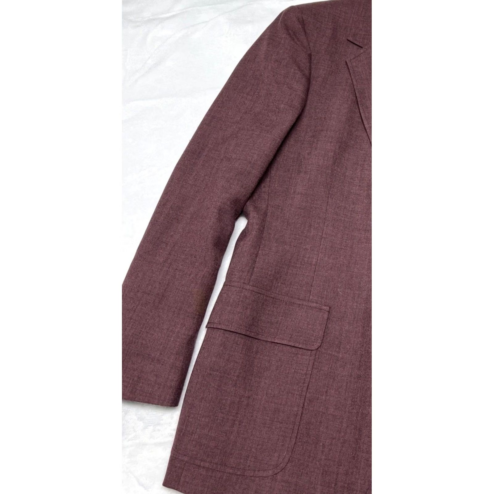 Vintage VINTAGE Jamal Ruby “The Sincerely” Wool Blend Blazer Men’s L Burgundy Cotton Blend Solid Single-Vented 46 Chest Jaymar Blazer Mens Size 42R - 3 Thumbnail