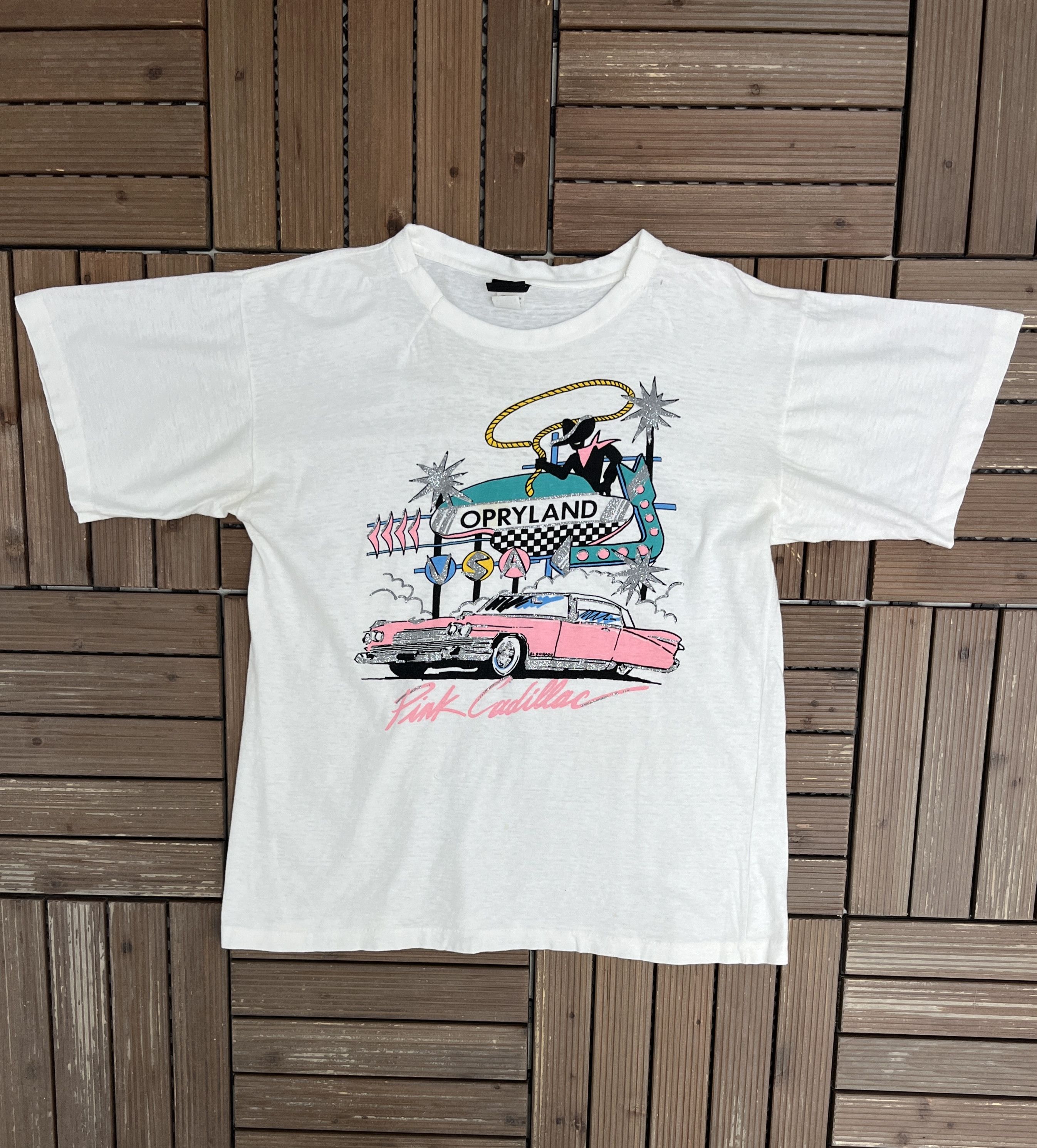 Vintage Pink Cadillac Opryland Vintage White T-Shirt Tee Size US L / EU 52-54 / 3 - 1 Thumbnail