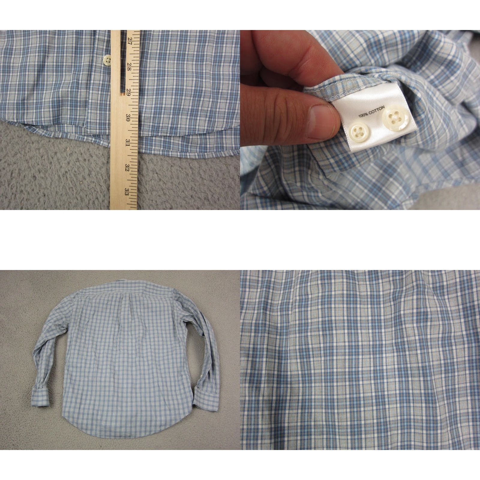 Peter Millar Peter Millar Shirt Men Large Blue Check Cotton Button-Down Shirt Size US L / EU 52-54 / 3 - 8 Thumbnail