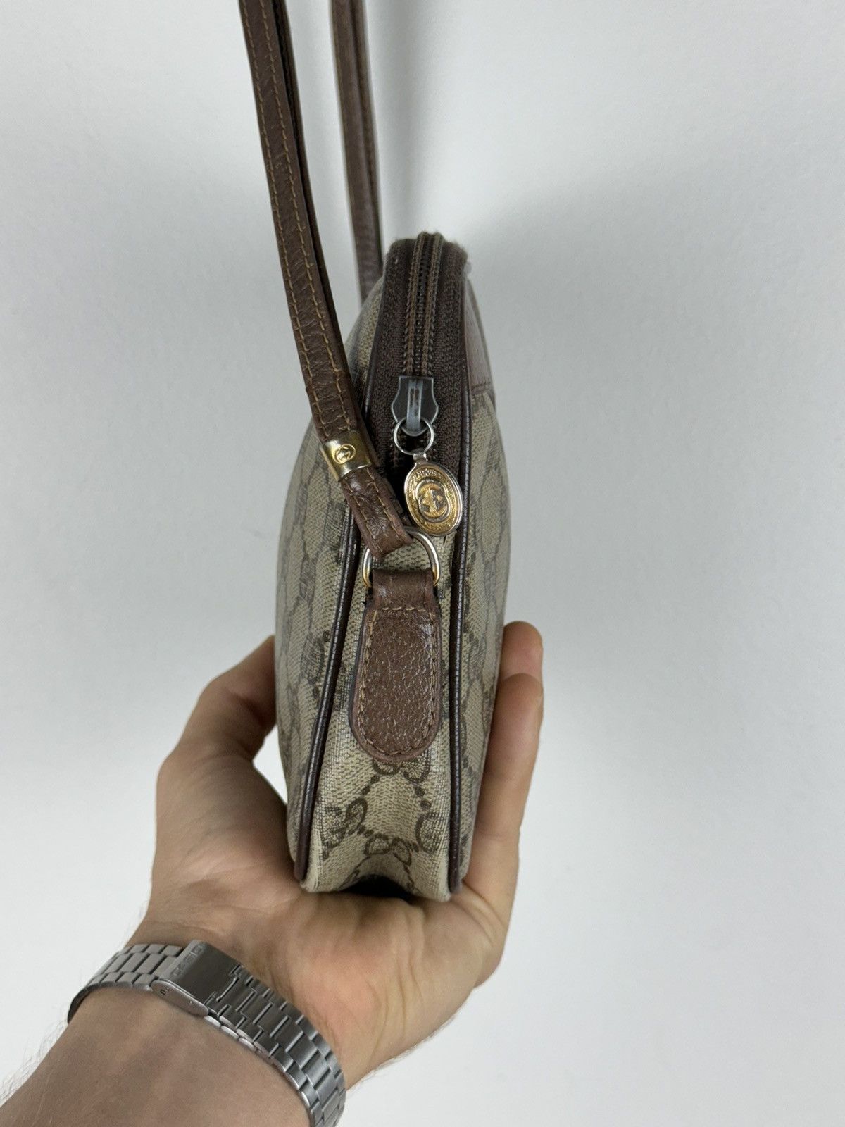 Gucci Vintage leather hand bag Gucci original luxury rare item Size ONE SIZE - 3 Thumbnail