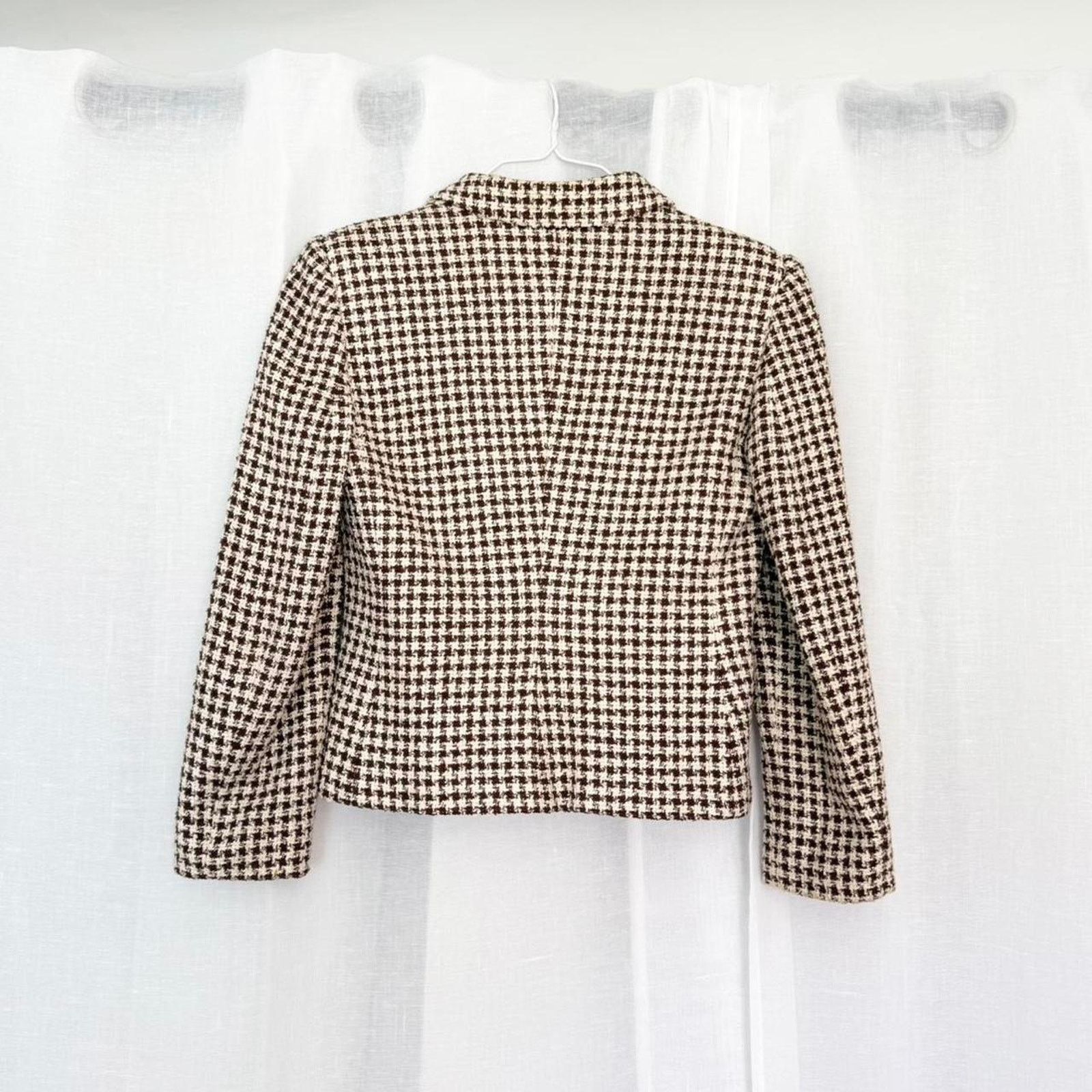 Ann Taylor Vintage Brown Houndstooth Fitted Blazer – Ann Taylor Petites Size XS / US 0-2 / IT 36-38 - 7 Thumbnail