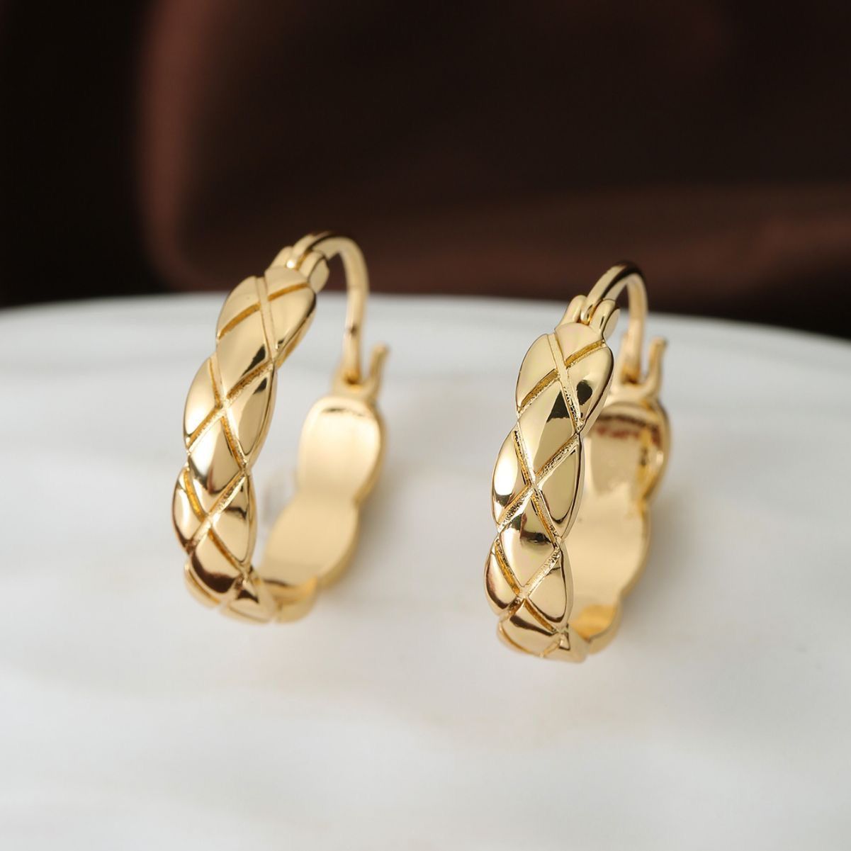 Other Polished Metal Texture Gold Hoop Earrings for Women Size ONE SIZE - 2 Thumbnail