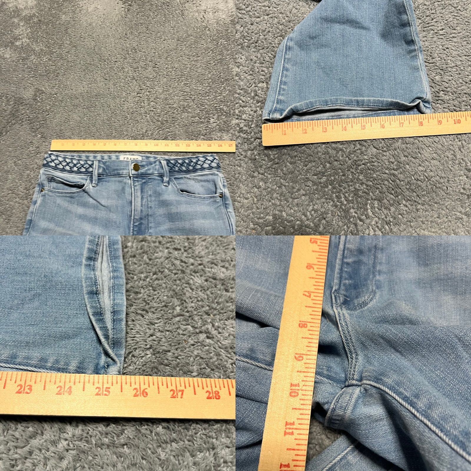 Frame FRAME Jeans Le Crop Mini Boot Blue Braid Waist Womens 30 30x25.5 Regular Blue Bootcut Girls? Size 30" / US 8 / IT 44 - 8 Thumbnail