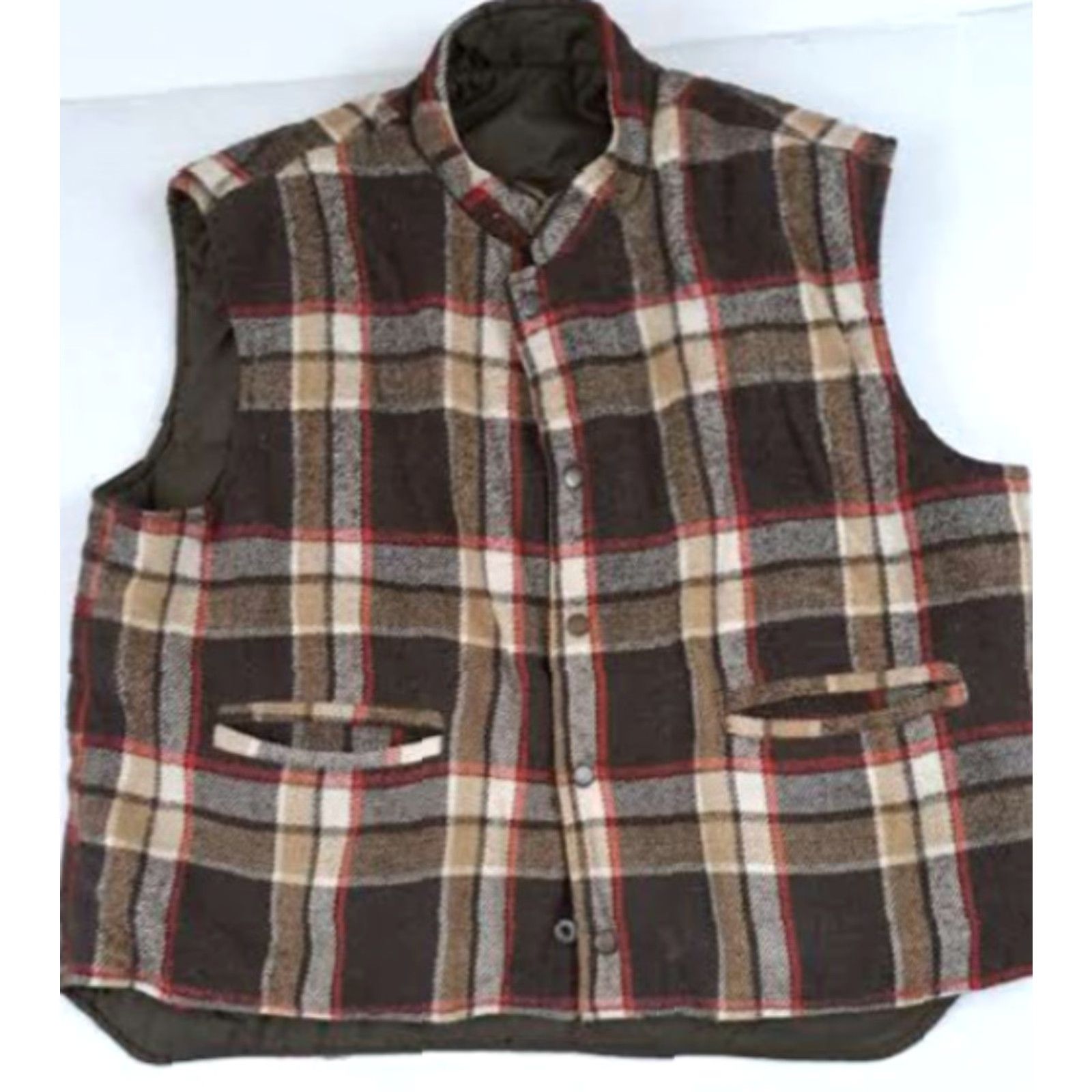 Vintage VINTAGE Deep North Vest Outdoor Plaid Insulated Down XL Brown Men Regular Short Long 23in 24in Pit to Pit Size US XL / EU 56 / 4 - 2 Thumbnail