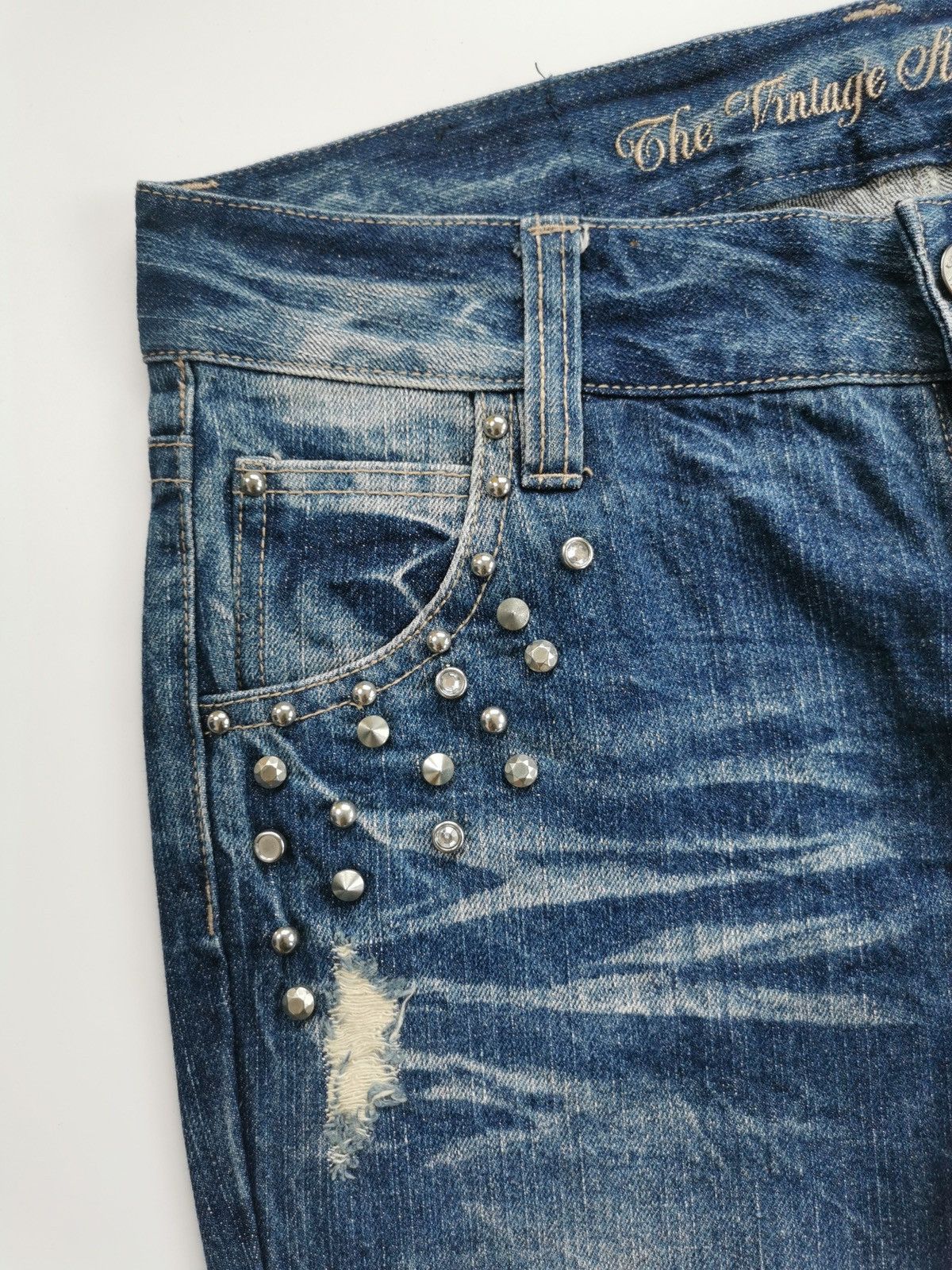 Japanese Brand The Vintage Standard Studded Distressed Jeans ERD Grunge Size US 32 / EU 48 - 2 Thumbnail