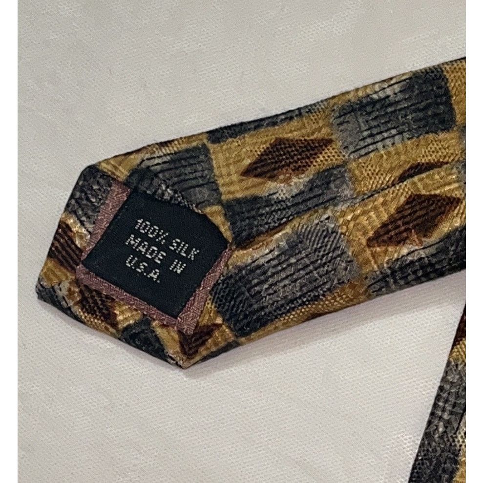 Pierre Balmain PIERRE BALMAIN Silk Neck Tie ~ Gray, Brown ~ Geometric Size ONE SIZE - 8 Thumbnail