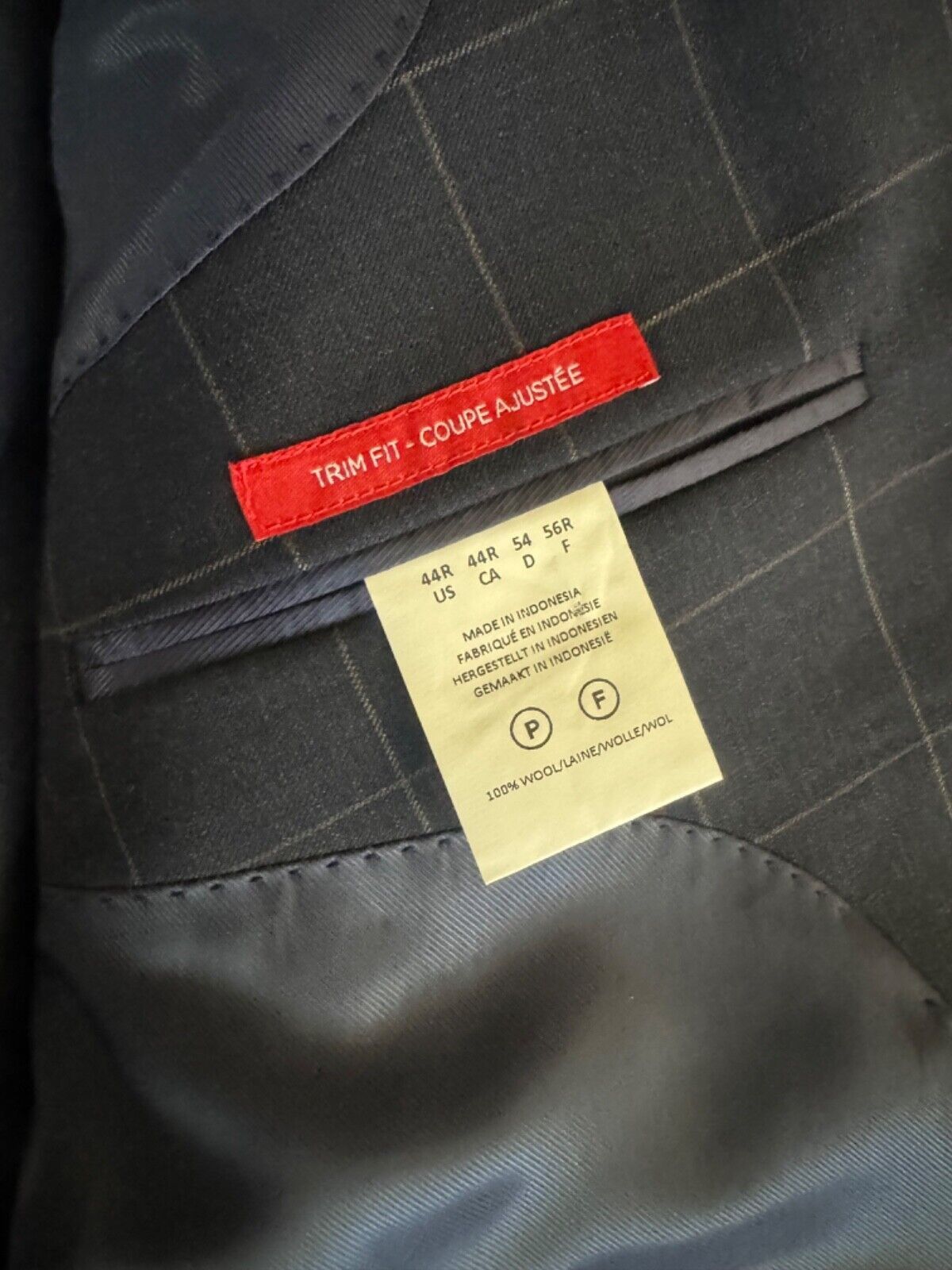 Saks Fifth Avenue Saks Fifth Avenue Mens Window Pane Blue Blazer Slim Fit 44R Size 44R - 4 Thumbnail