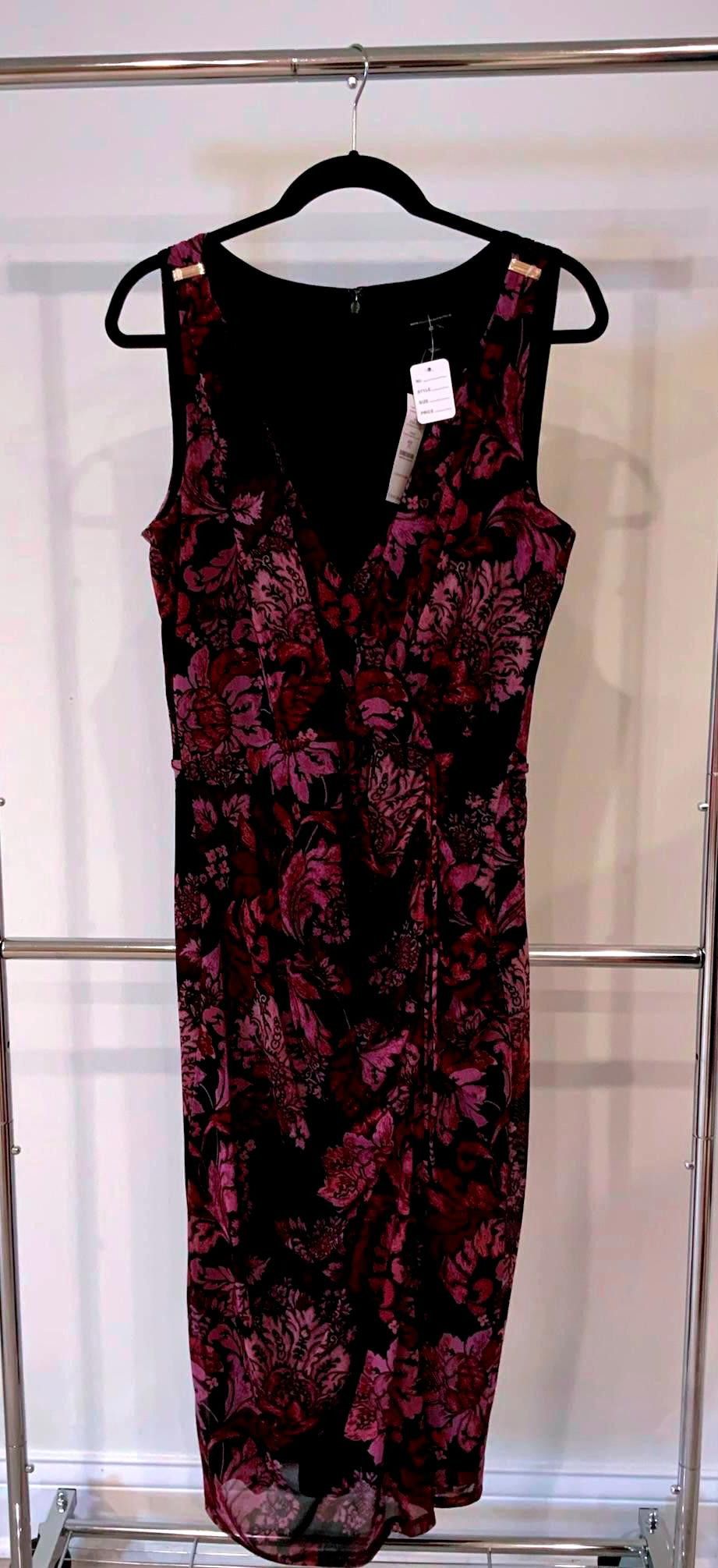 Designer Elegant Floral Midi Dress by WHBM - Size 12 Size XL / US 12-14 / IT 48-50 - 1 Thumbnail
