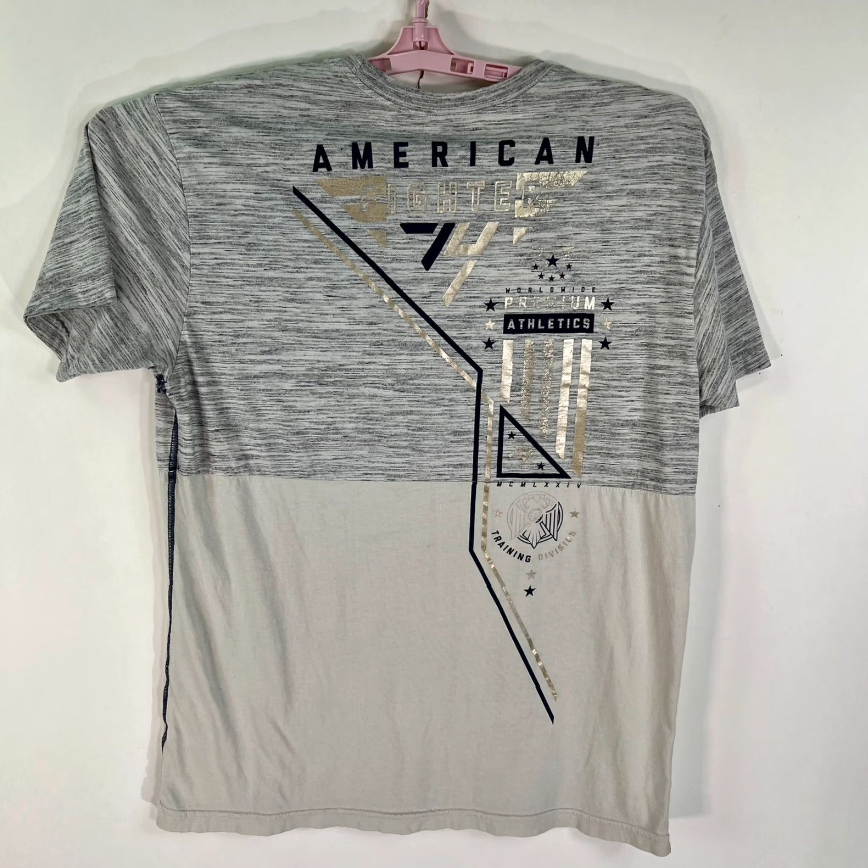 Vintage American Fighter Shirt Mens XL Gray 2 Sided Graphic Tee Short Sleeve Crew Neck Short Sleeve 2 Sided Graphic Tee Mens XL Gray USA Seller Size US XL / EU 56 / 4 - 4 Thumbnail