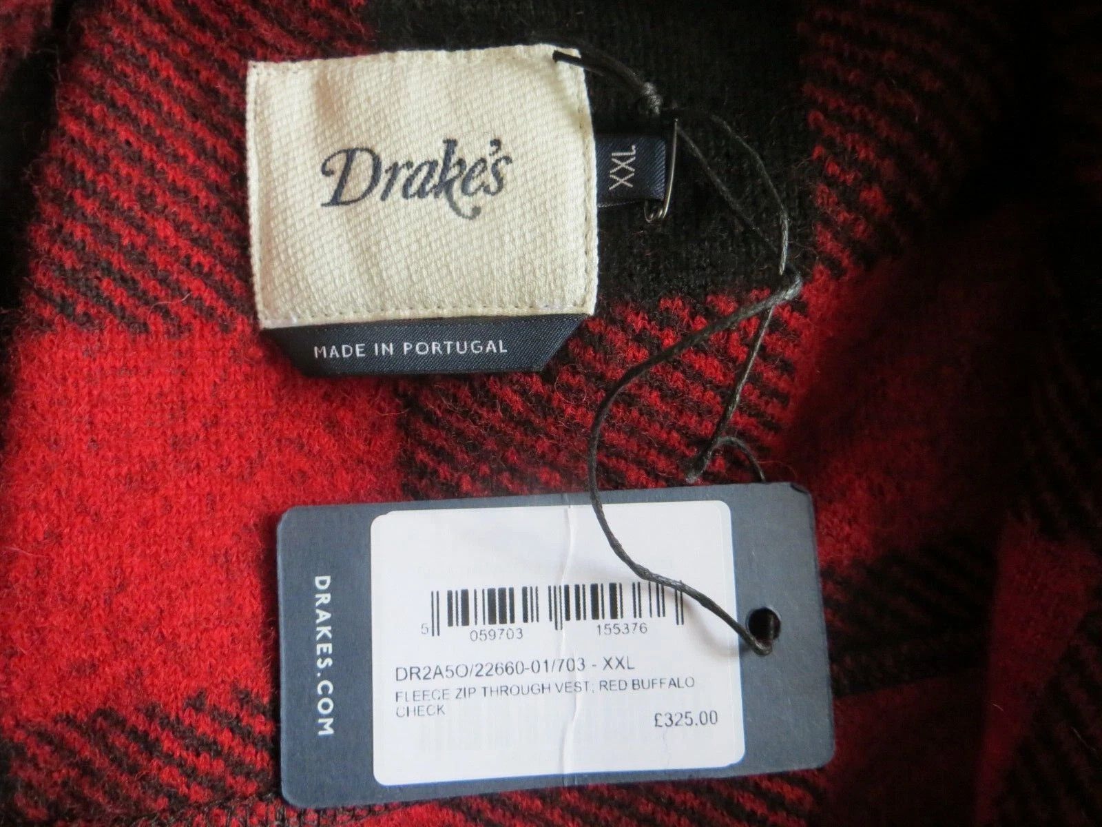 Drake's DRAKES RED BUFFALO CHECK FLEECE JACKET XXL NEW WITH TAG Size US XXL / EU 58 / 5 - 8 Thumbnail