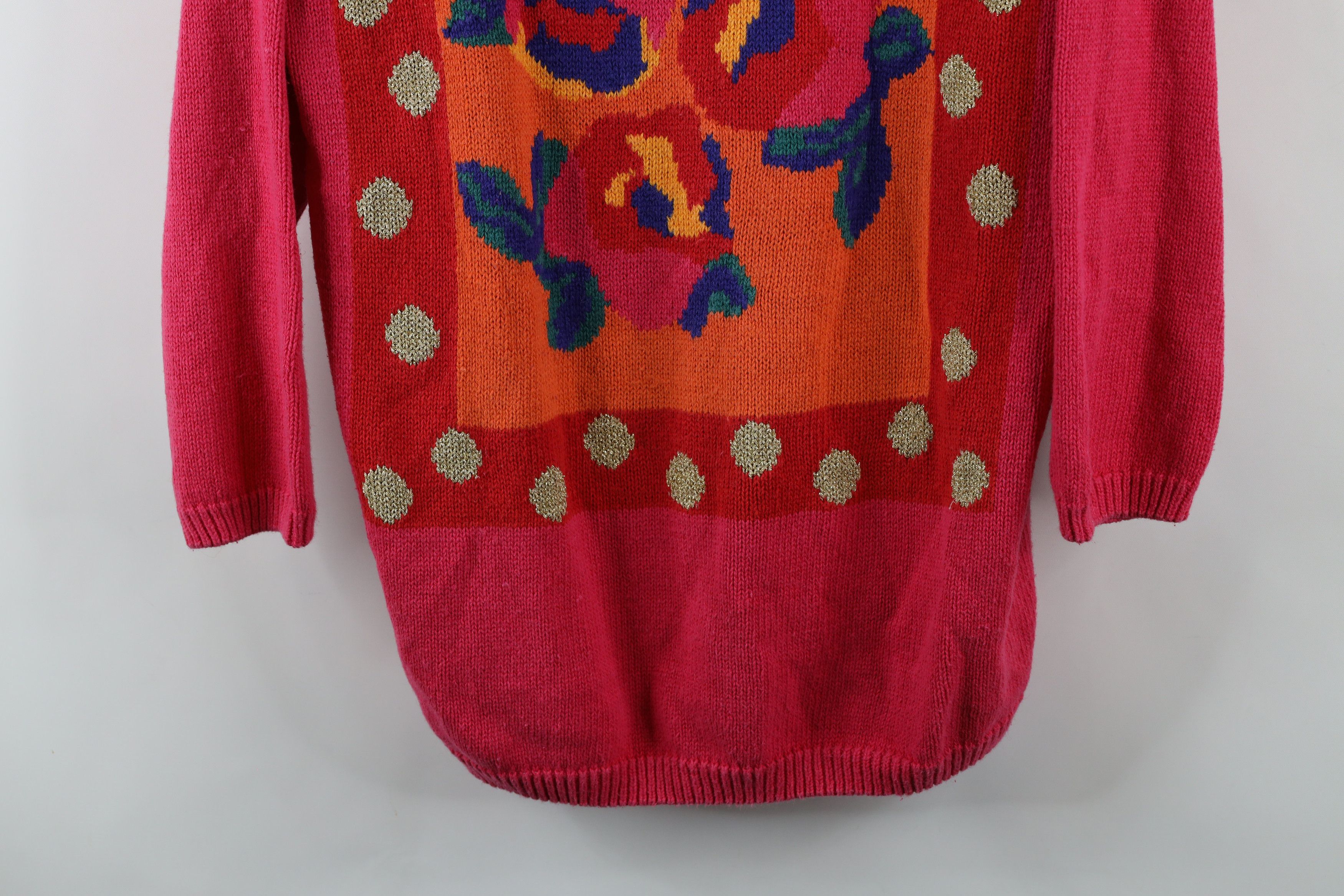 Vintage Vintage 90s Streetwear Abstract Flower Marled Knit Sweater Size M / US 6-8 / IT 42-44 - 3 Thumbnail