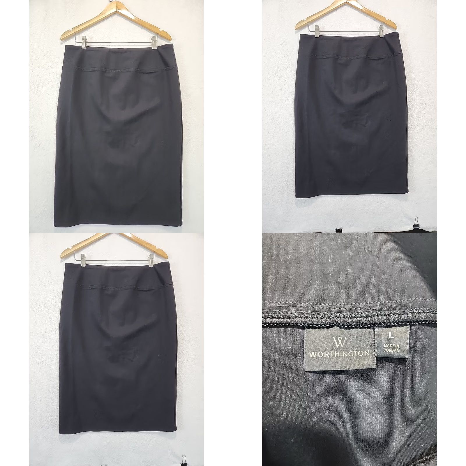 Worthington WORTHINGTON Womens L Black Front Slit Career Business Midi Pencil Skirt Office Size 36" / US 14 / IT 50 - 8 Thumbnail