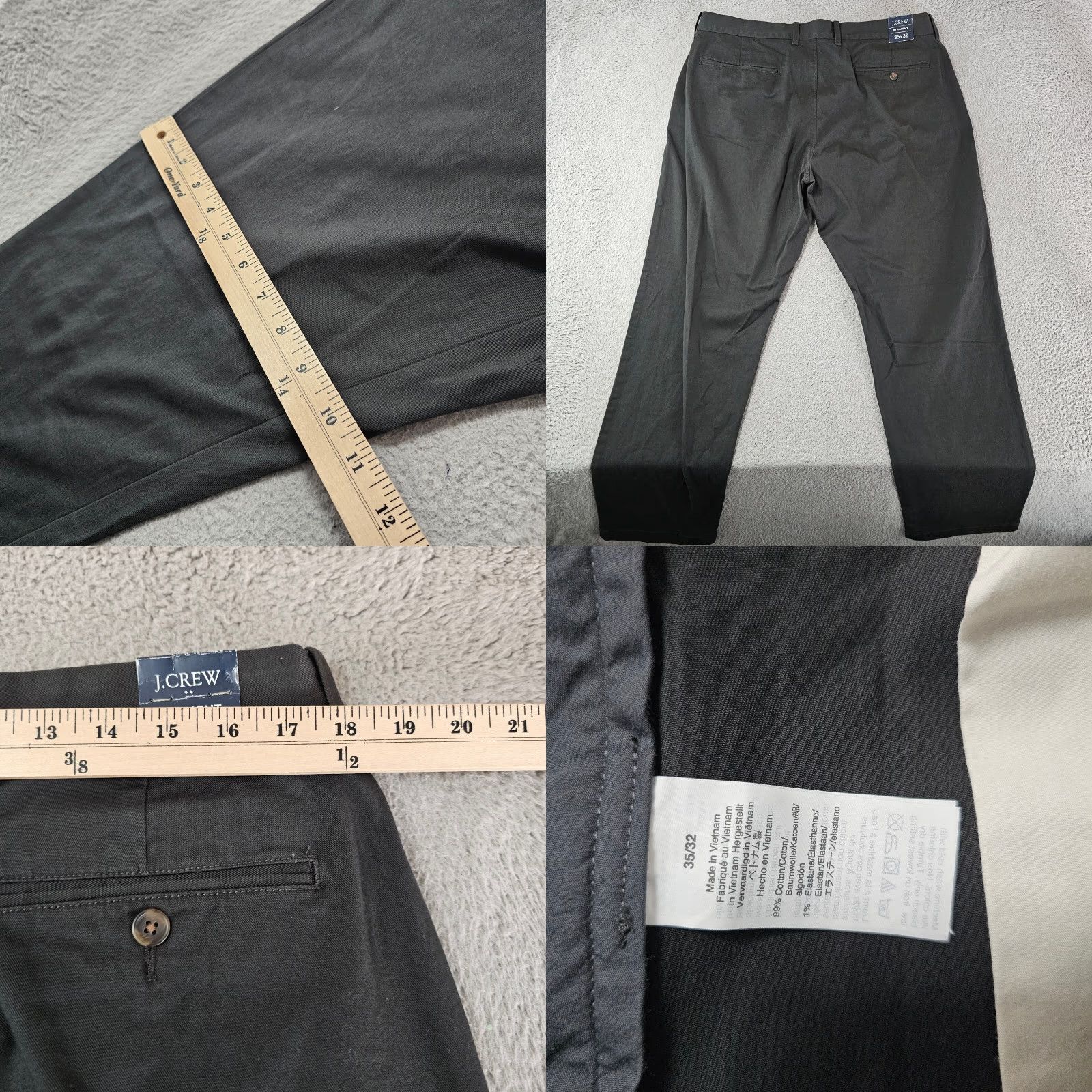 J.Crew J.CREW Chino Pants Mens 35x30 Dark Green Stretch Waist 35 Regular Straight Front Pockets Casual Preppy Size US 35 - 8 Thumbnail