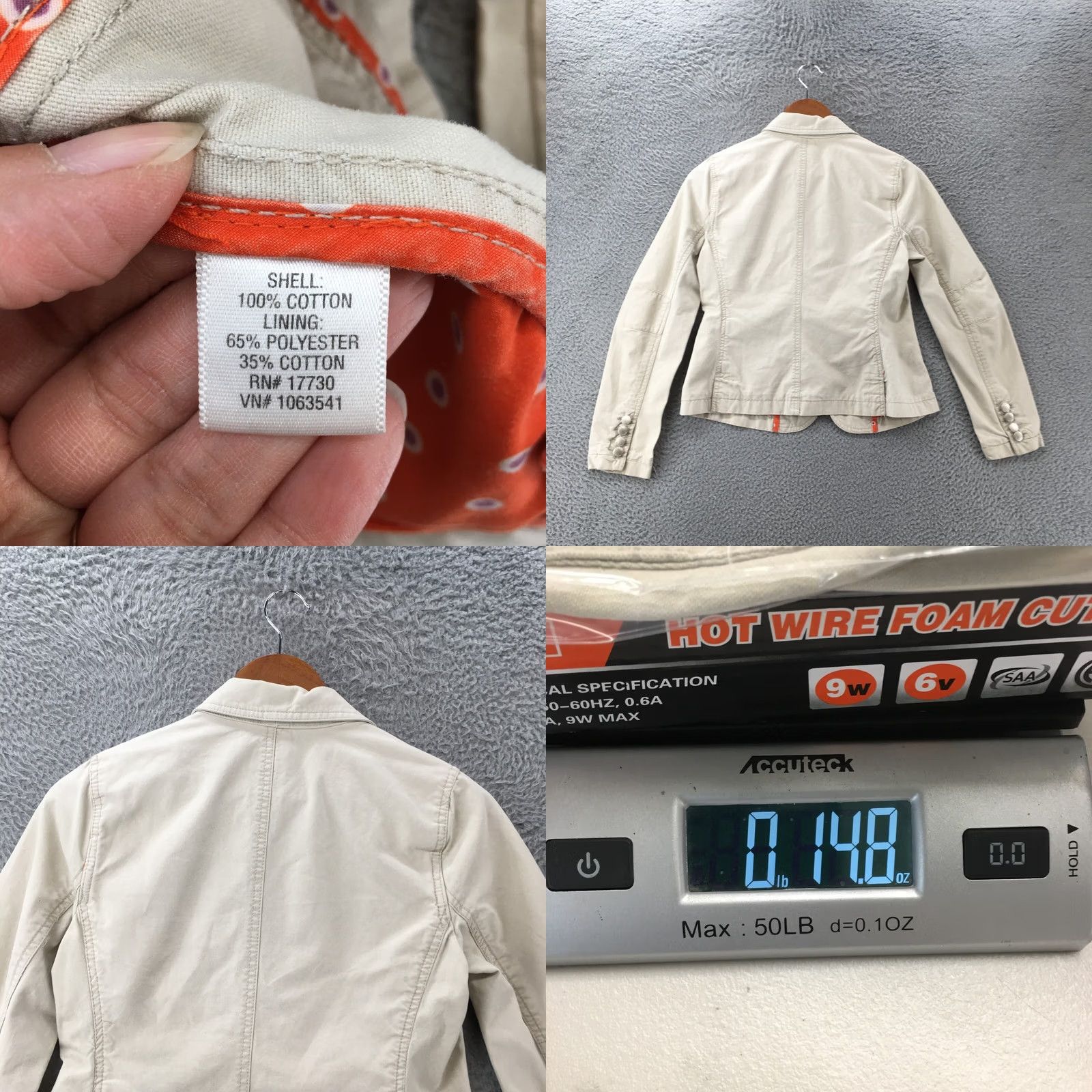 Isaac Mizrahi Isaac Mizrahi Blazer Jacket Womens S Beige Cotton Collared Long Sleeve Casual Size S / US 4 / IT 40 - 8 Thumbnail