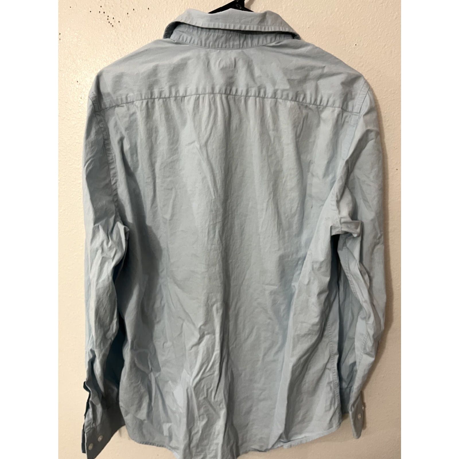 Express Express Stretch Fitted Solid Button Shirt Blue Dress Shirt Adult Medium Mens Size 40R - 3 Thumbnail