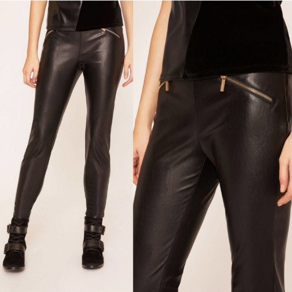 Armani Exchange EUC Armani Exchange Black Faux Leather Leggings Size 25" / US 0 / IT 36 - 2 Thumbnail