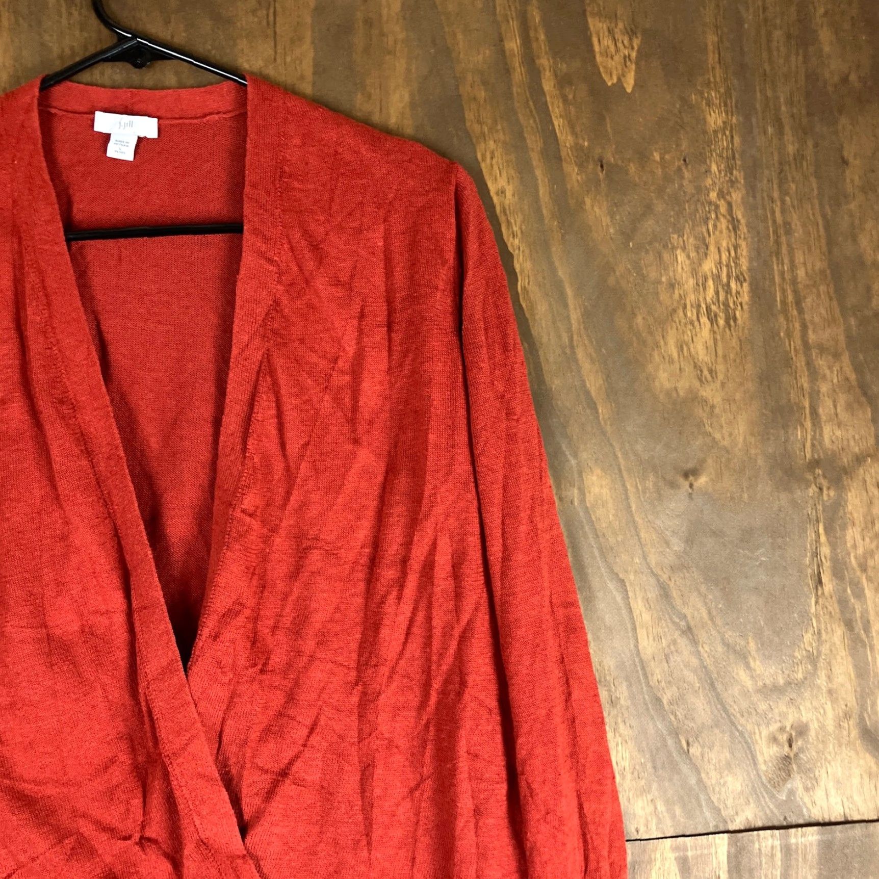 Vintage J Jill Womens Cardigan Orange Linen Blend Open Front Lightweight Knit Petite Long Sleeve Lightweight Cardigan Womens Size L / US 10 / IT 46 - 5 Thumbnail